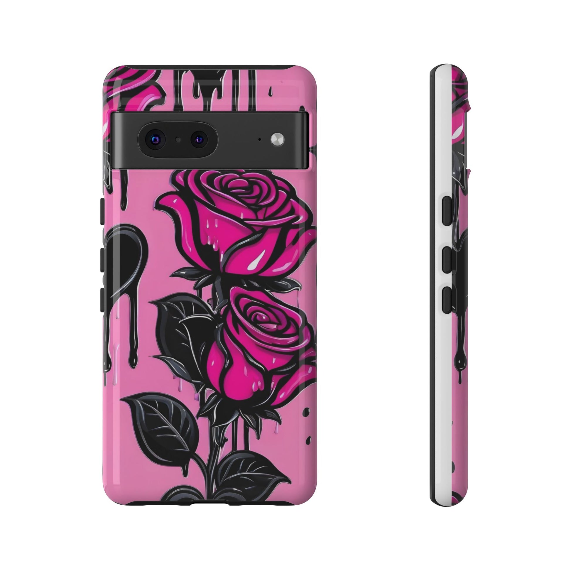 Pink Rose Tough Girly Cases for iPhones, Samsung, and Pixel