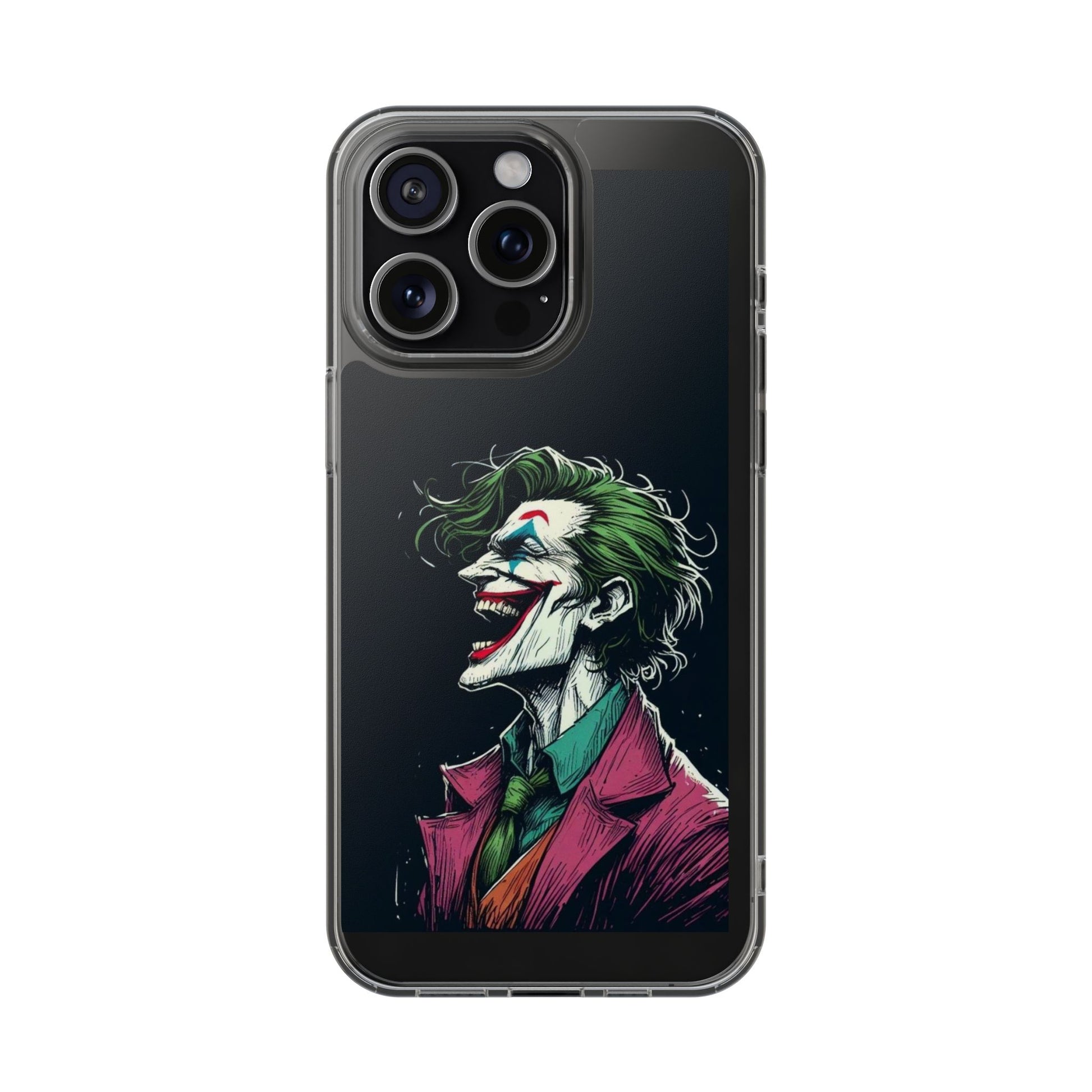 Phone Case, Comic book Inspired Design Joker Laughing, Clear Phone Cover