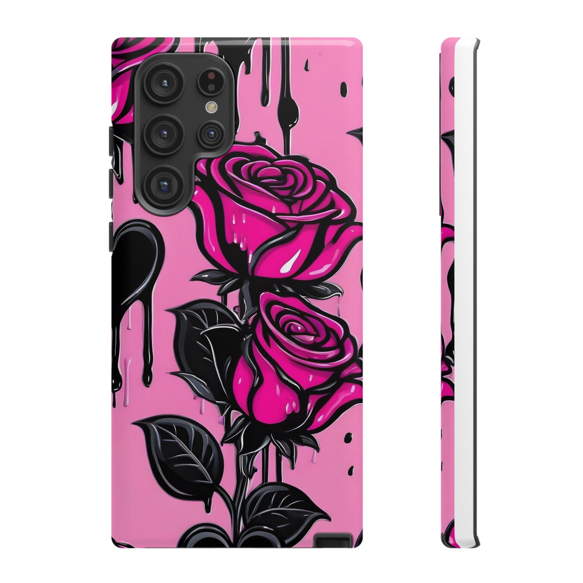 Pink Rose Tough Girly Cases for iPhones, Samsung, and Pixel