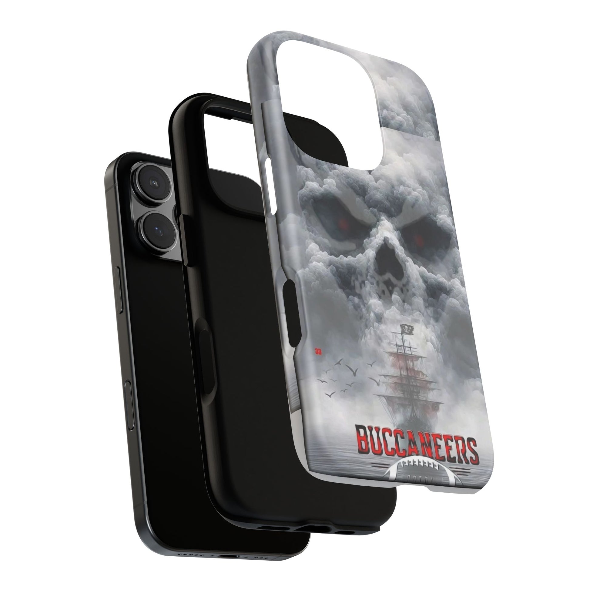 Skull Pirate Ship Football Buccaneers Tough Cases for iPhones, Samsung, and Pixel