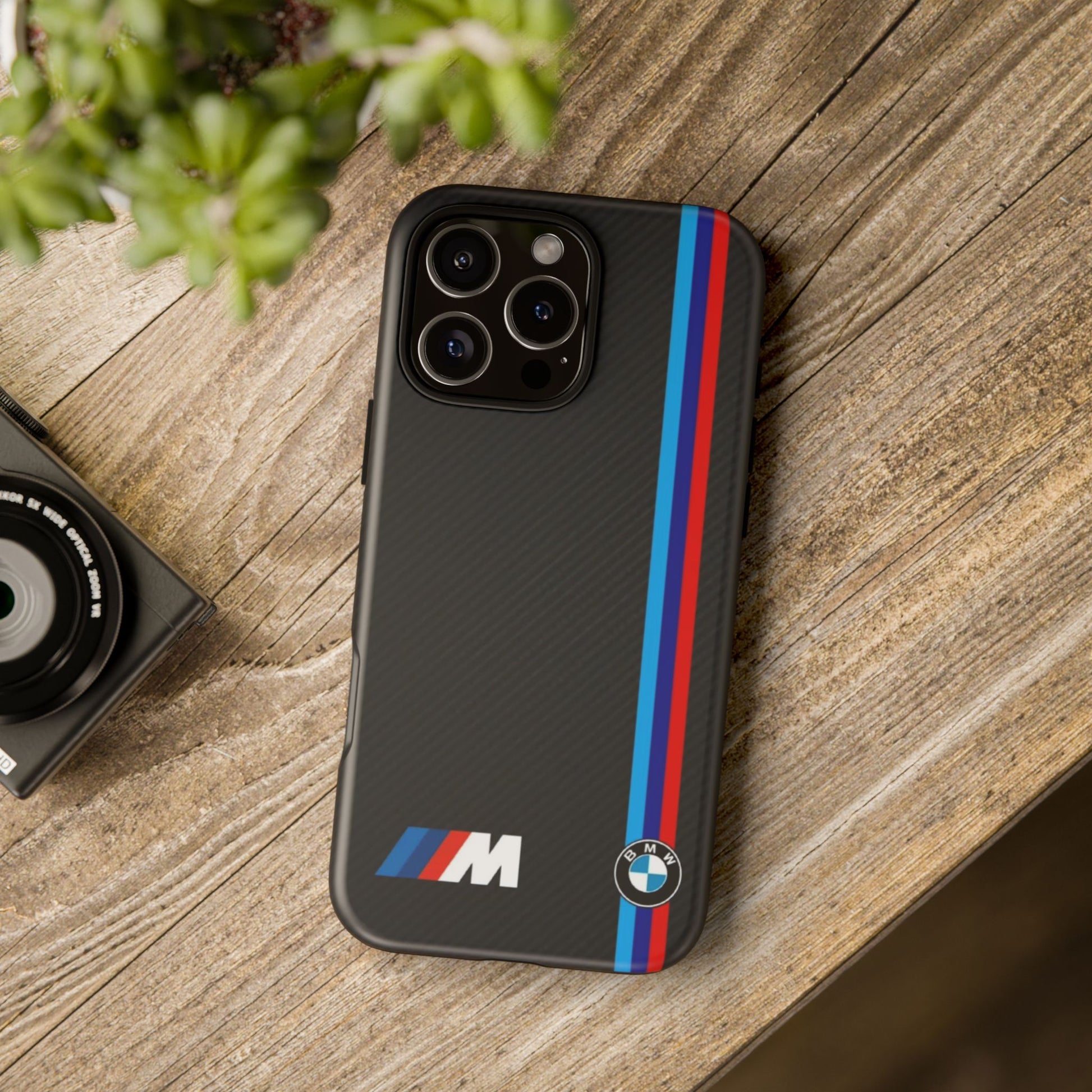 BMW M Stripes Carbon Fiber Design Tough Cases for iPhones, Samsung, and Pixel