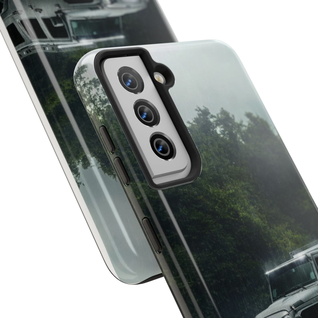 Custom Jeep in Rain Artistic Tough Phone Cases for Iphones & Samsung Phones