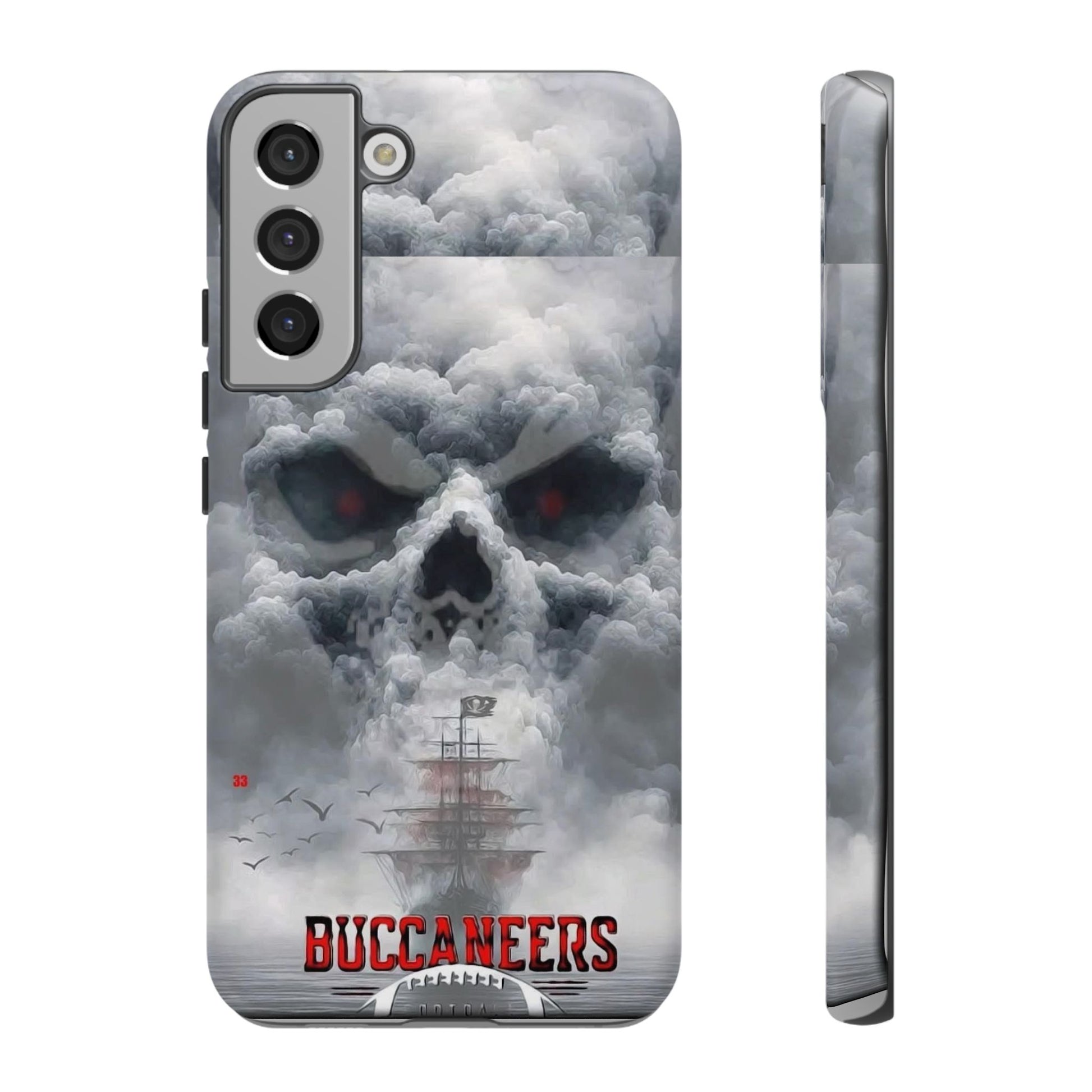 Skull Pirate Ship Football Buccaneers Tough Cases for iPhones, Samsung, and Pixel
