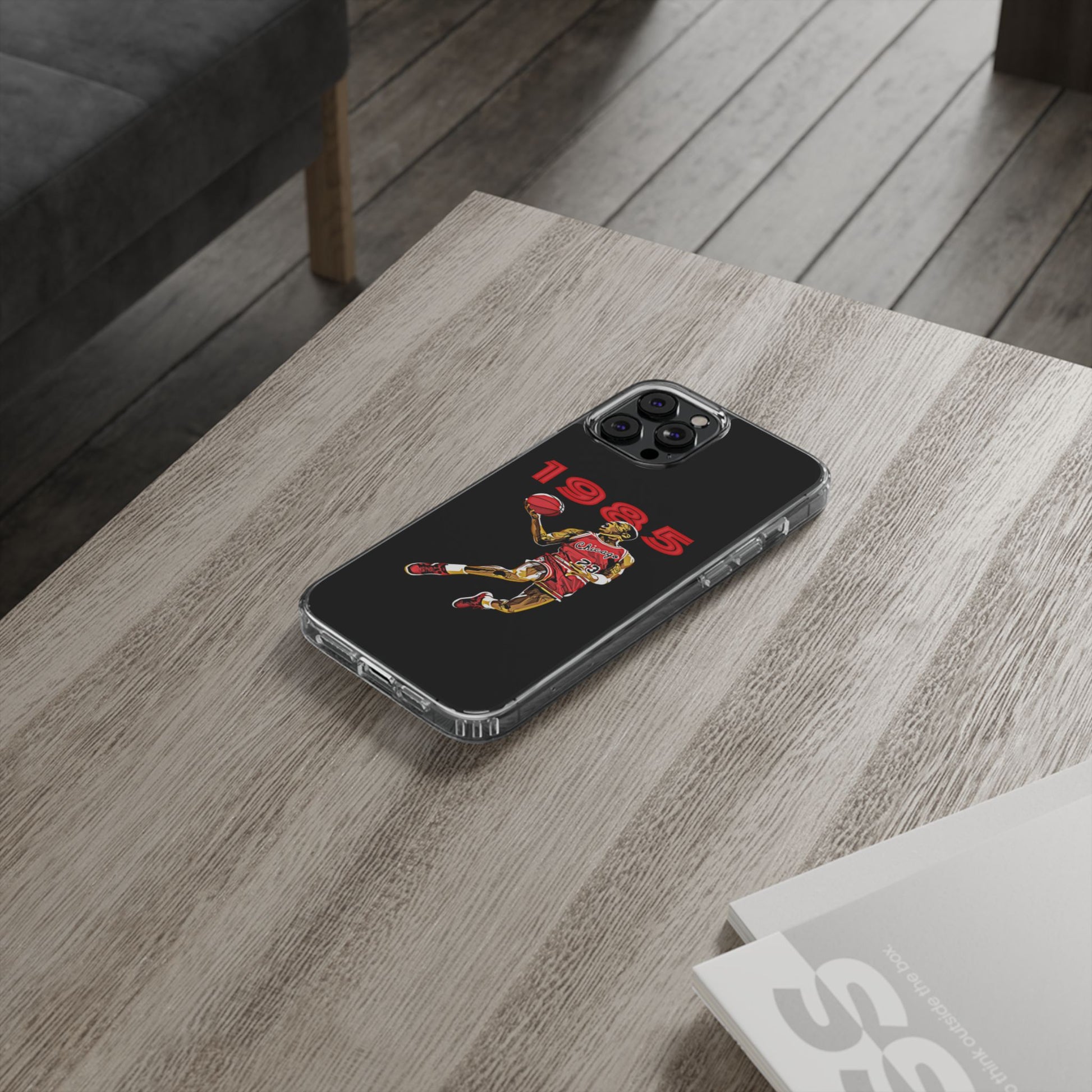 1985 Jordan Slam Dunk themed Basketball Inspired design Clear Phone Cases