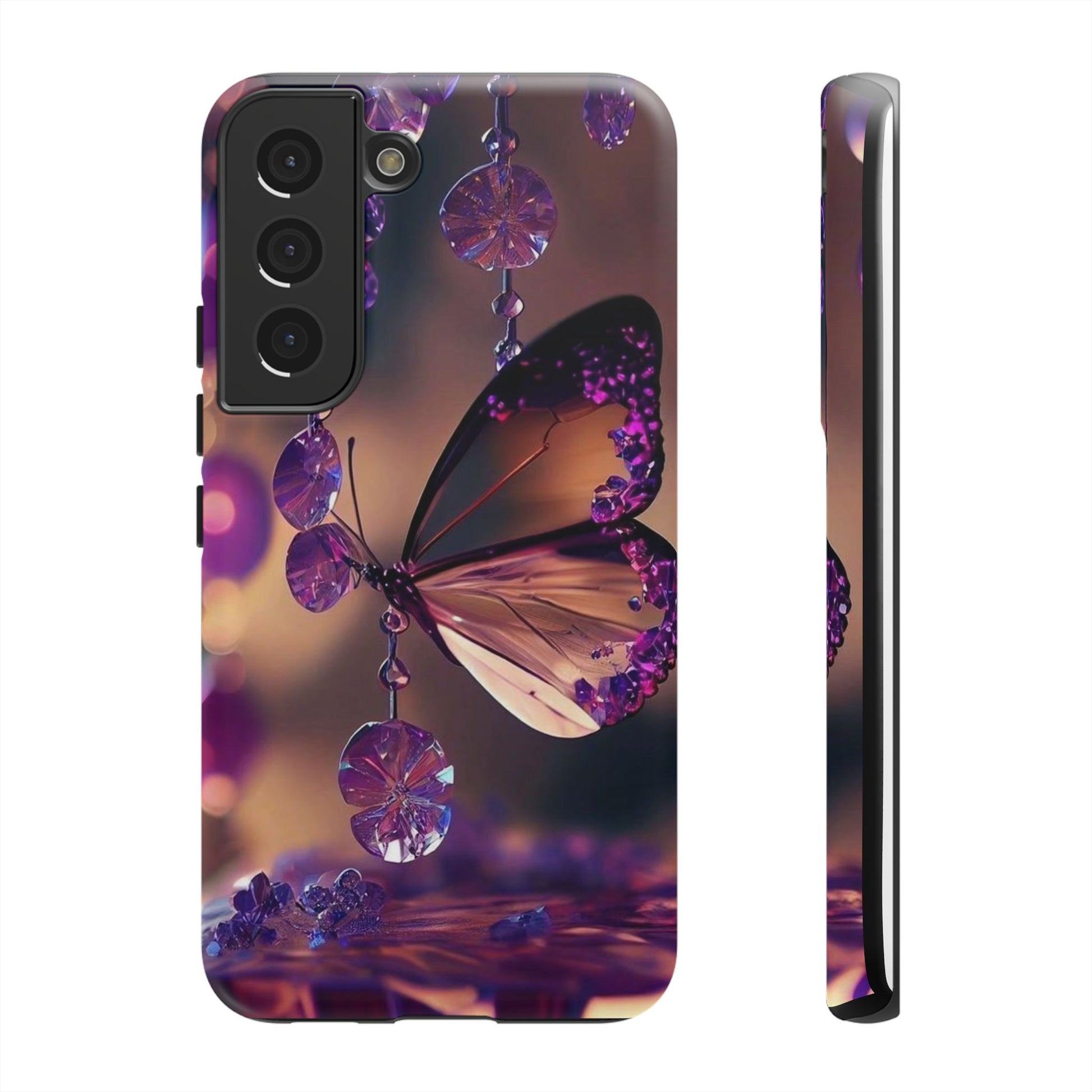 Purple Butterfly Tough Cases for iPhones, Samsung, and Pixel