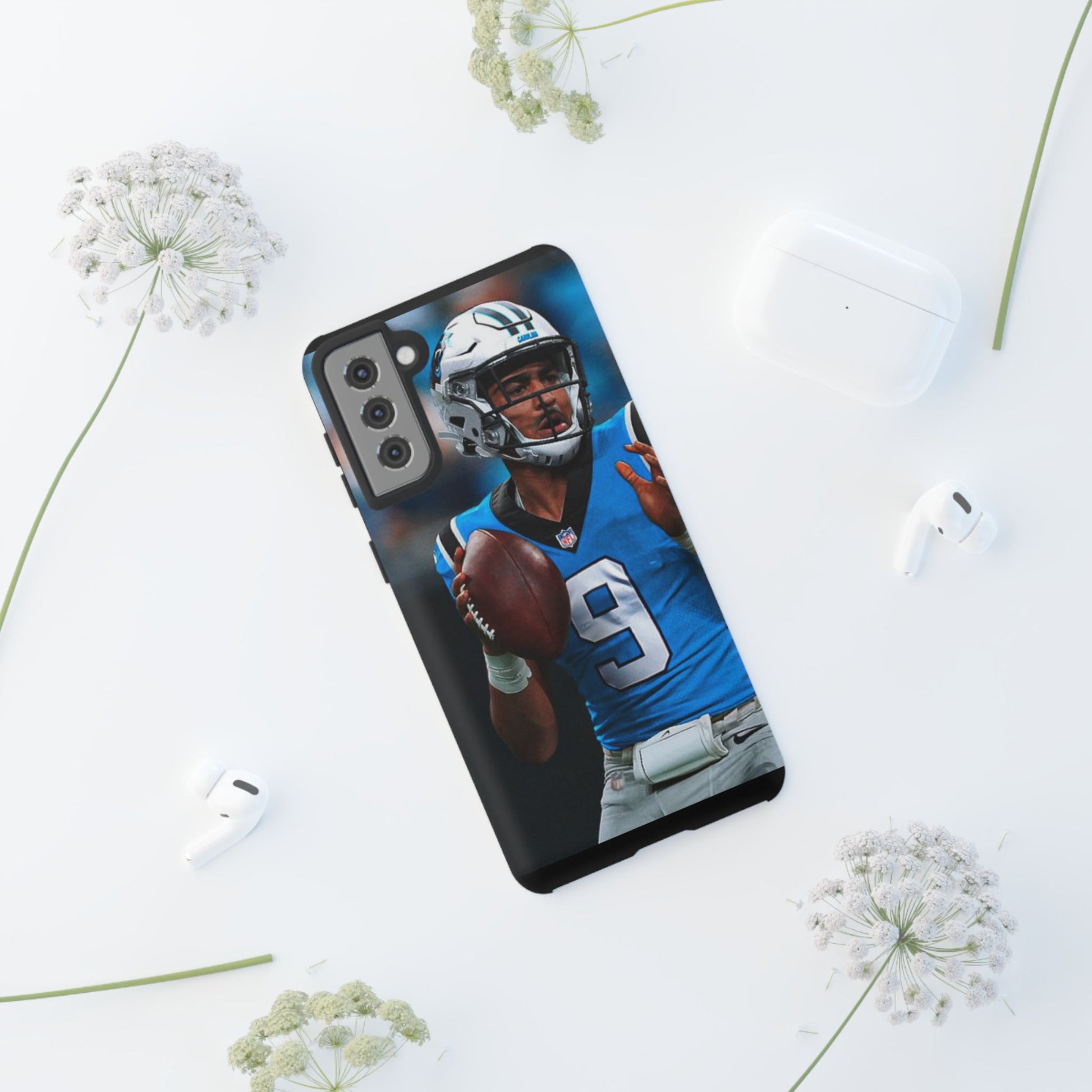 Carolina Panthers Bryce Young Football Tough Cases for iPhones, Samsung, and Pixel