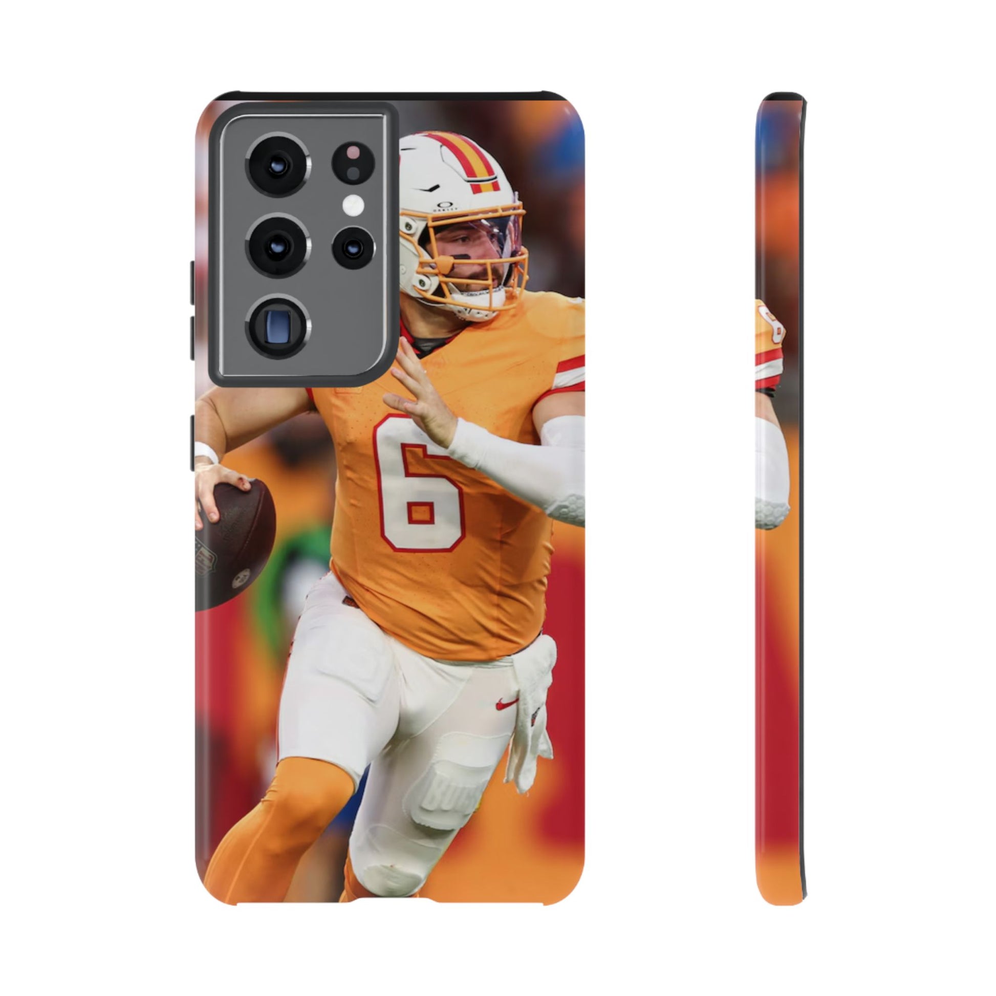 Tampa Bay Buccaneers Baker Mayfield Football Tough Cases for iPhones, Samsung, and Pixel