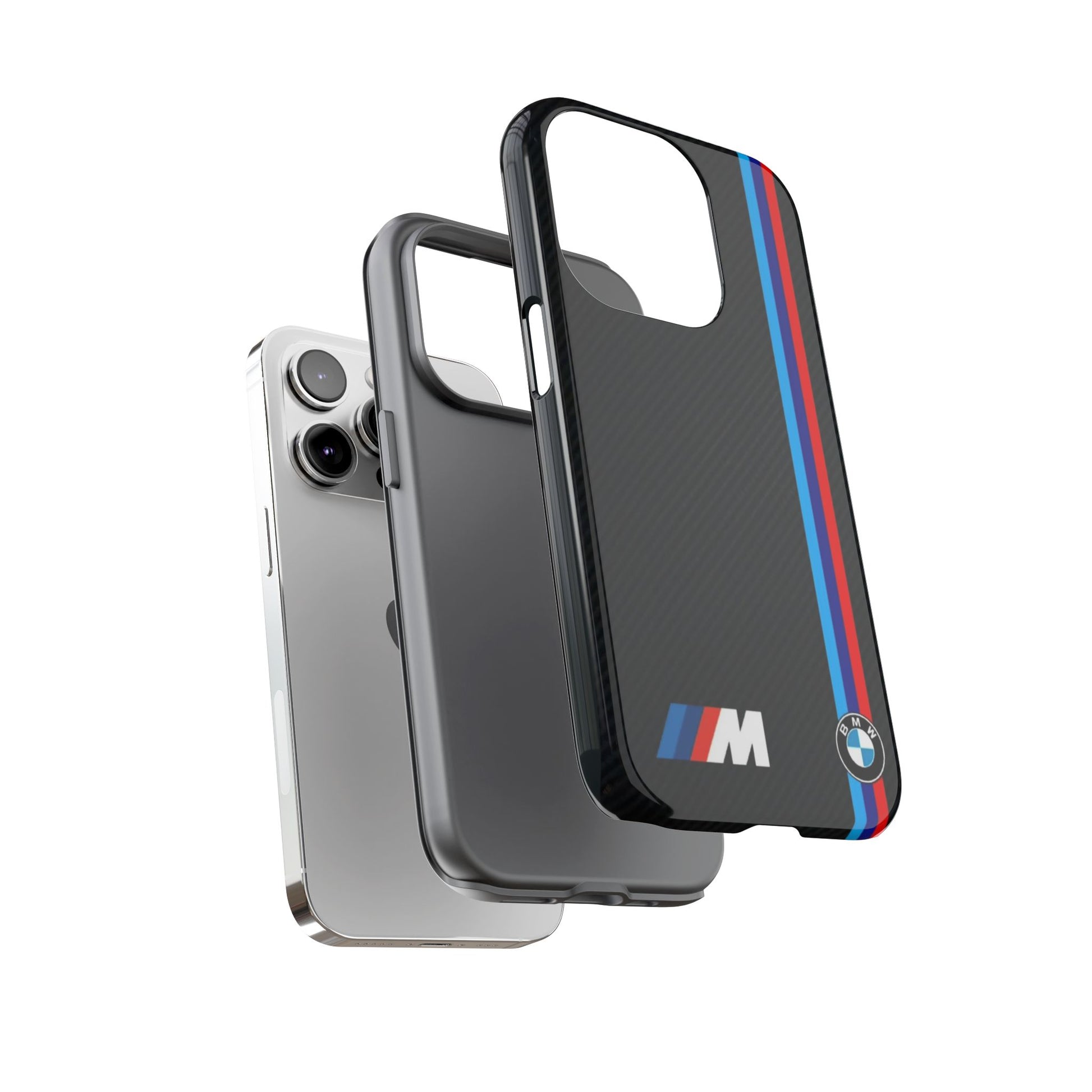 BMW M Stripes Carbon Fiber Design Tough Cases for iPhones, Samsung, and Pixel