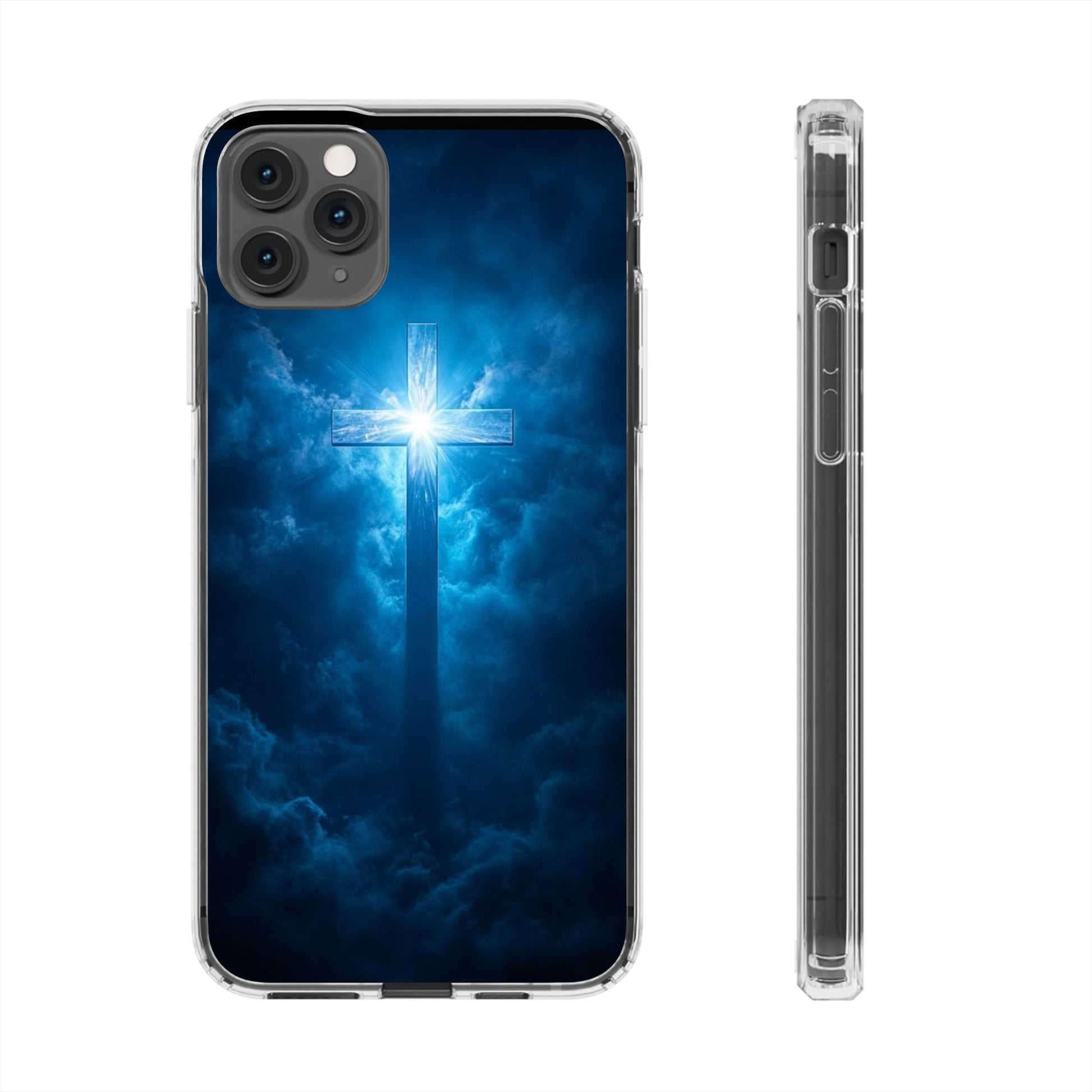 Religious Phone Case, Christian Cross in Clouds Art, Phone Accessories, Samsung