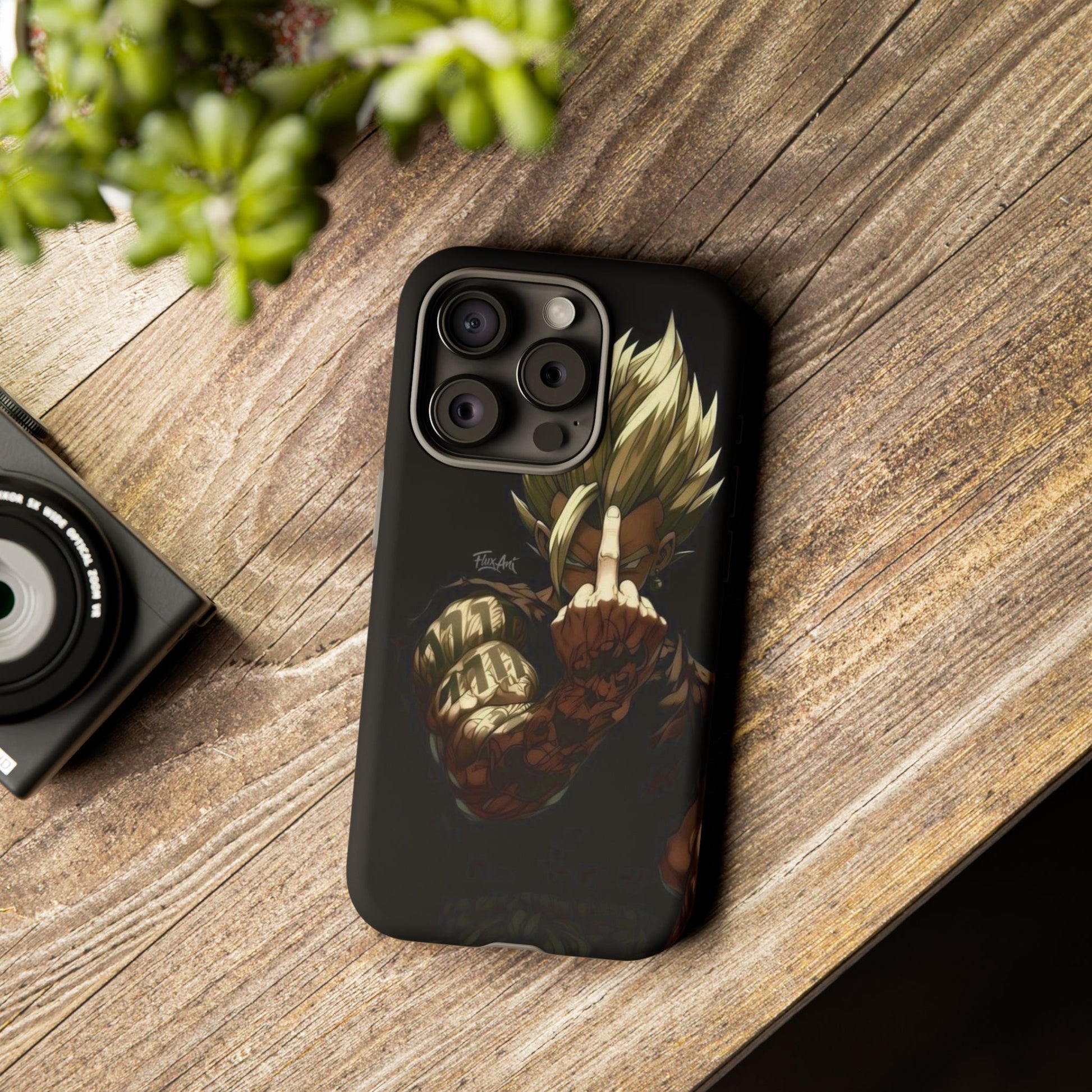 Middle Finger SS Goku Dragon Ball Z Tough Cases for iPhones, Samsung, and Pixel