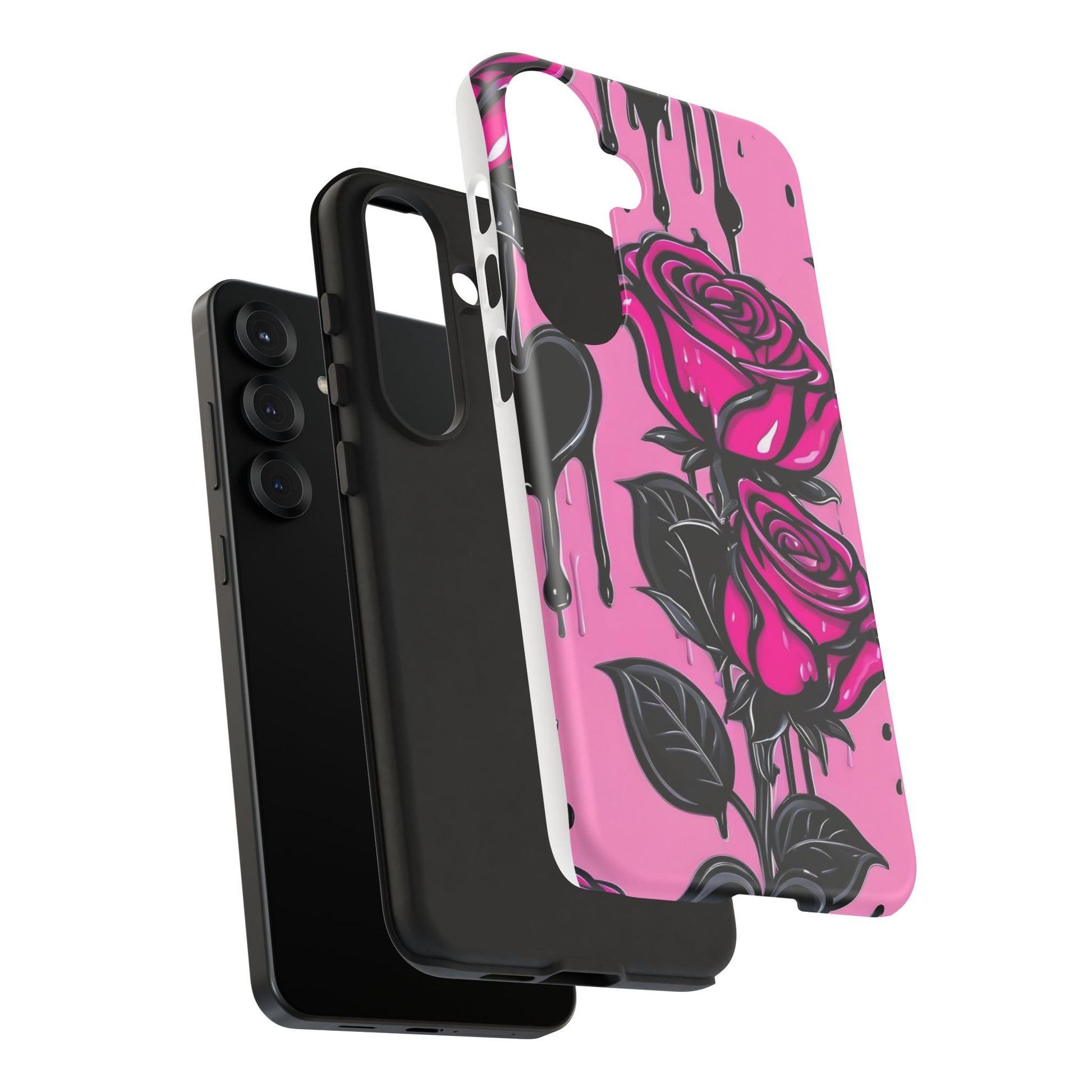Pink Rose Tough Girly Cases for iPhones, Samsung, and Pixel