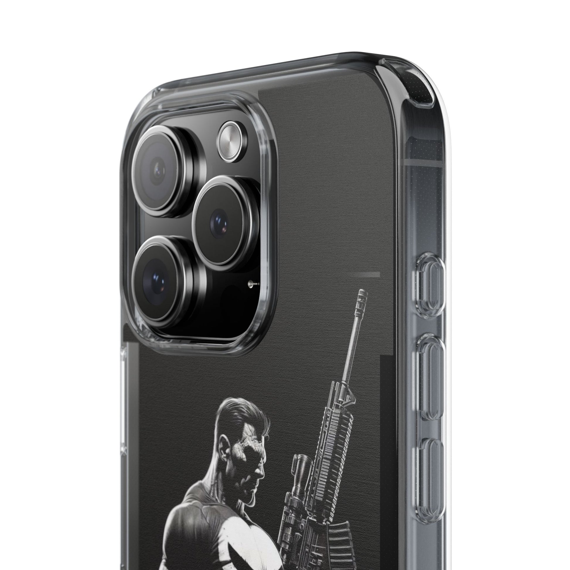 Phone Case, Comic book Inspired Design Punisher, Clear Phone Cover, Funny