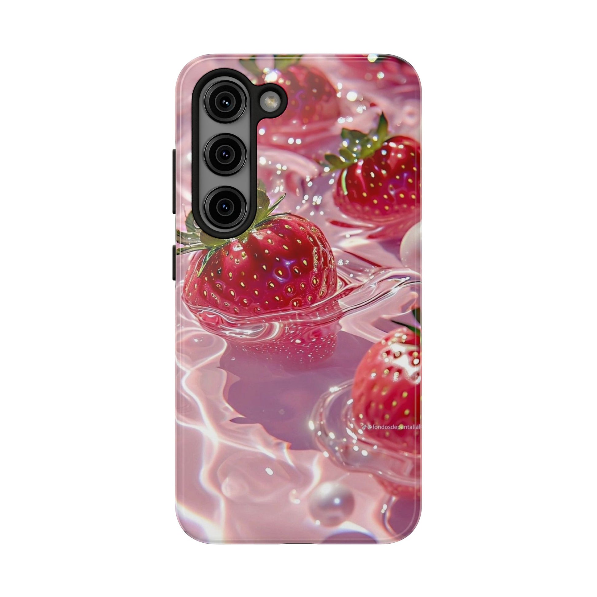 Floating Strawberries Themed Tough Phone Cases for Iphones & Samsung Phones