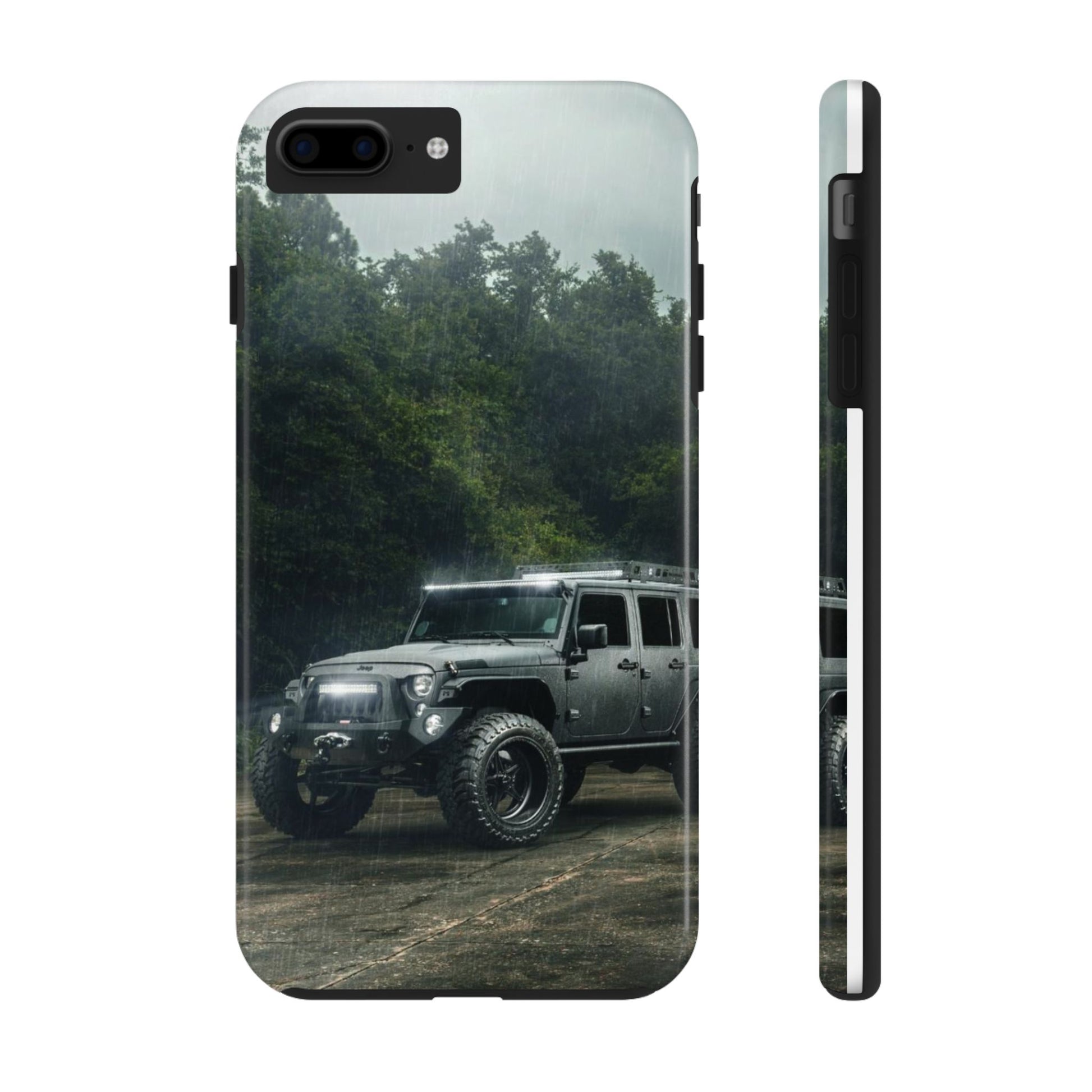Custom Jeep in Rain Artistic Tough Phone Cases for Iphones & Samsung Phones