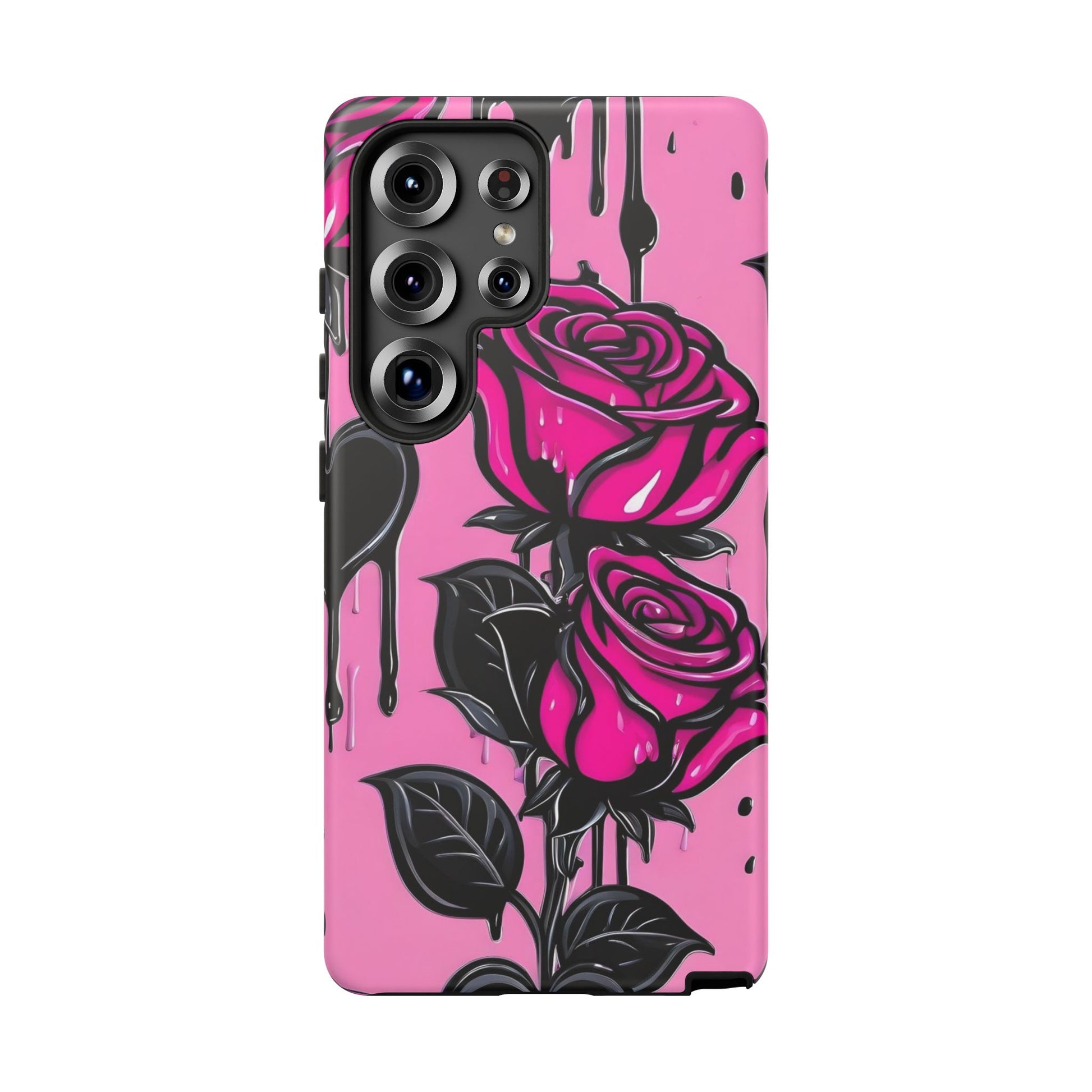 Pink Rose Tough Girly Cases for iPhones, Samsung, and Pixel