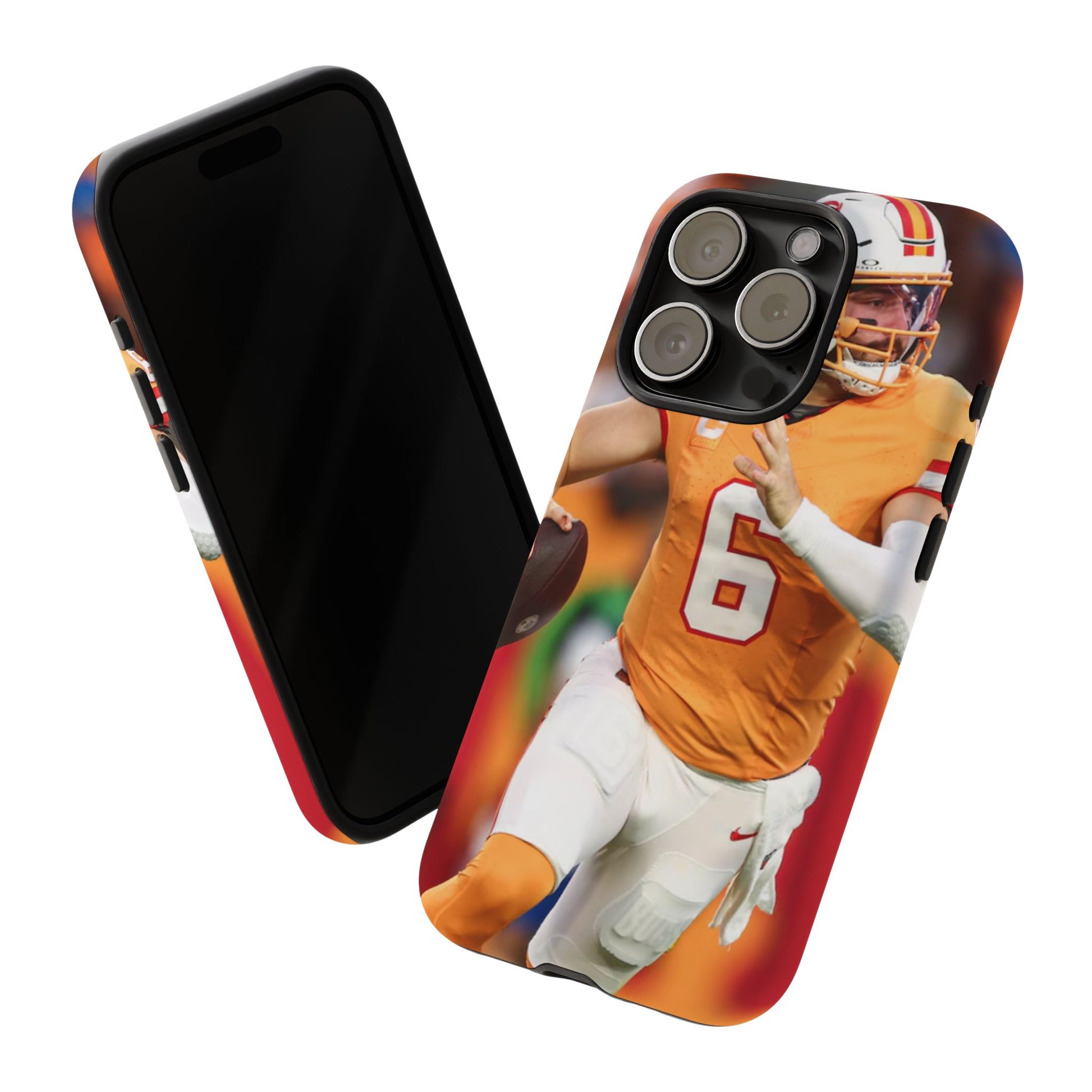 Tampa Bay Buccaneers Baker Mayfield Football Tough Cases for iPhones, Samsung, and Pixel
