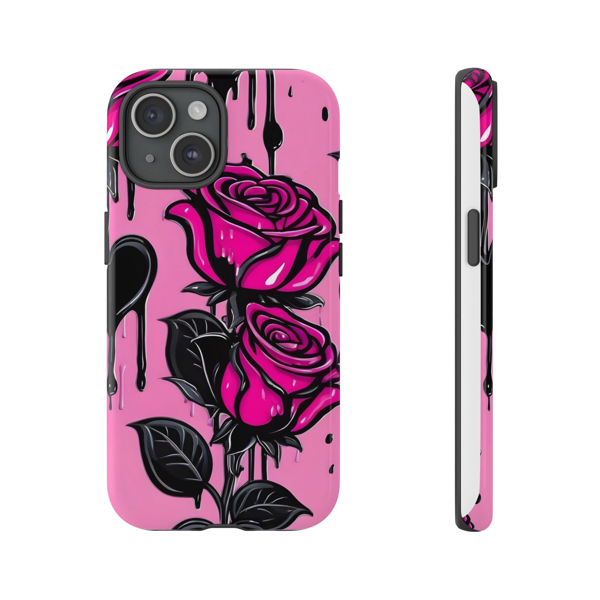 Pink Rose Tough Girly Cases for iPhones, Samsung, and Pixel