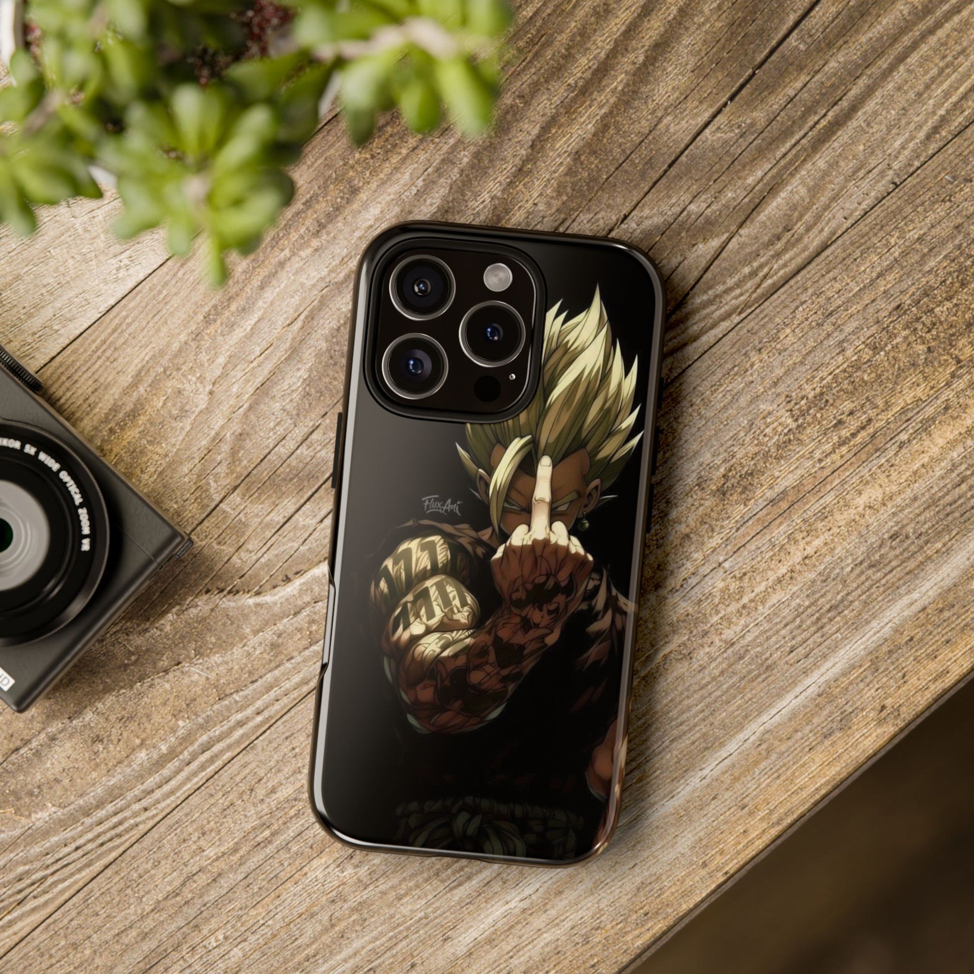 Middle Finger SS Goku Dragon Ball Z Tough Cases for iPhones, Samsung, and Pixel