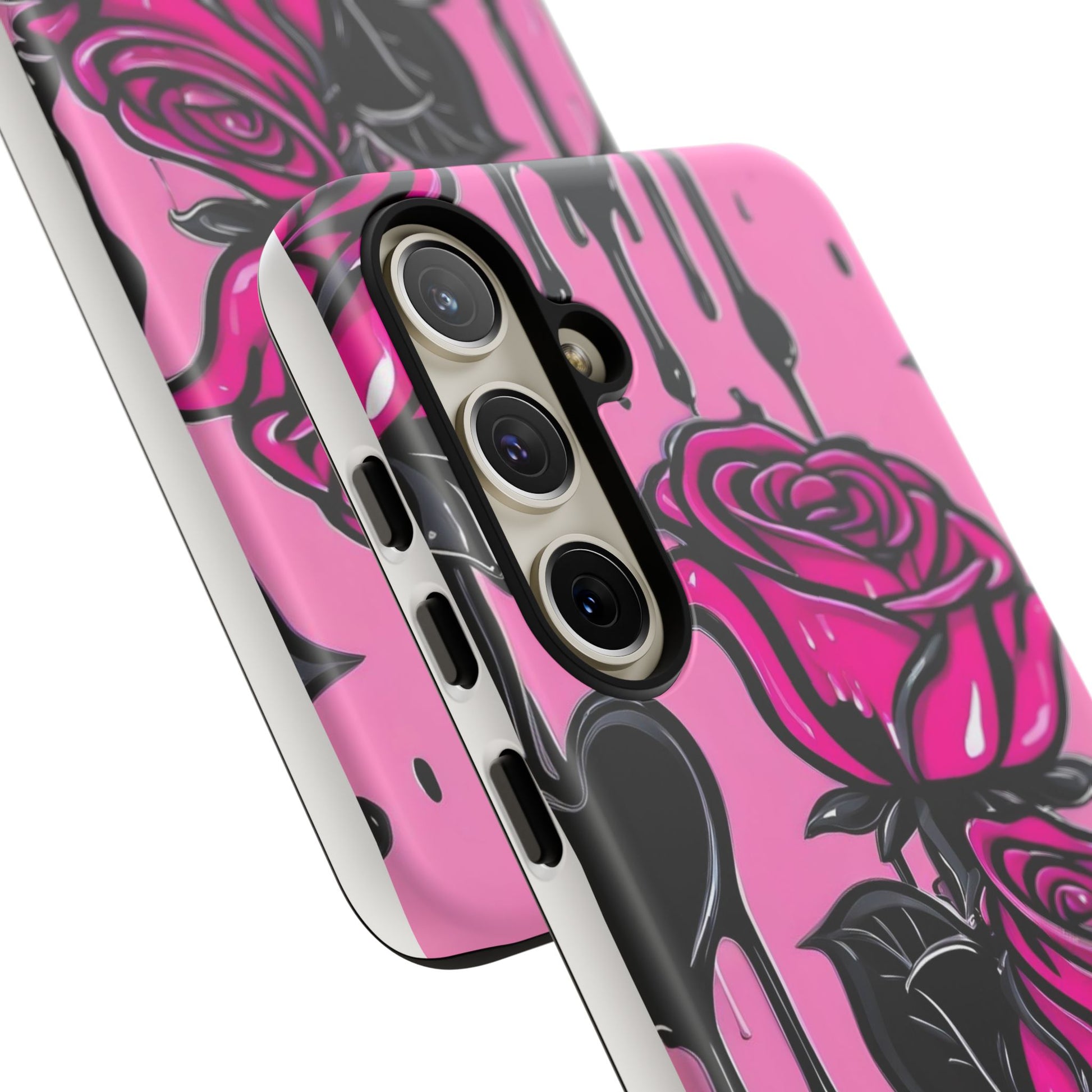 Pink Rose Tough Girly Cases for iPhones, Samsung, and Pixel