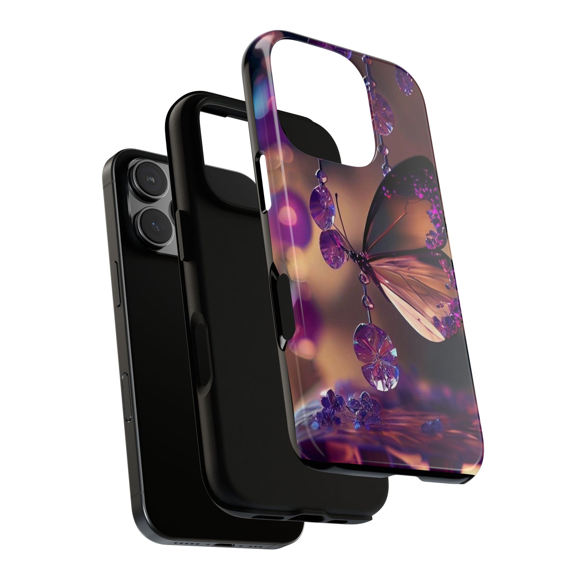 Purple Butterfly Tough Cases for iPhones, Samsung, and Pixel
