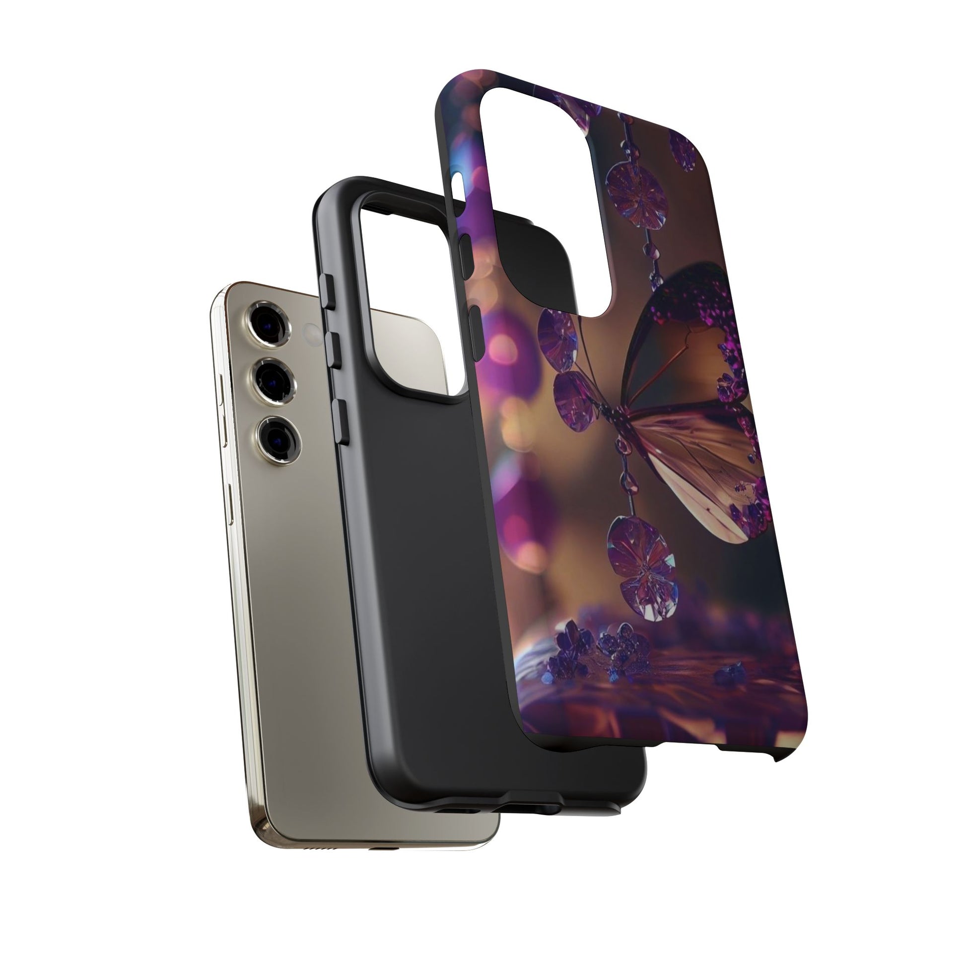 Purple Butterfly Tough Cases for iPhones, Samsung, and Pixel