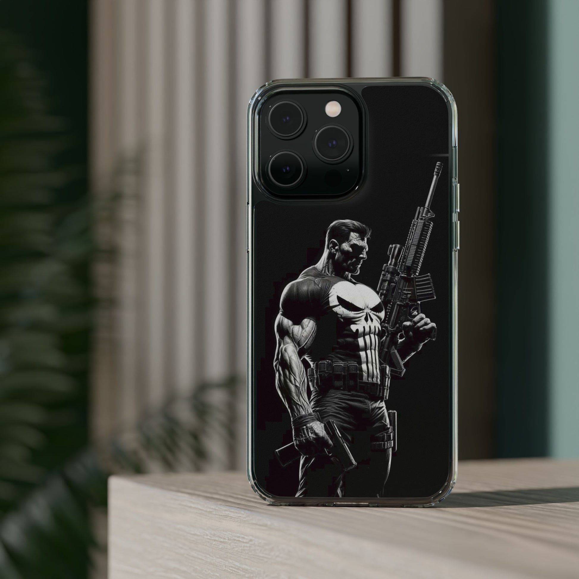 Phone Case, Comic book Inspired Design Punisher, Clear Phone Cover, Funny