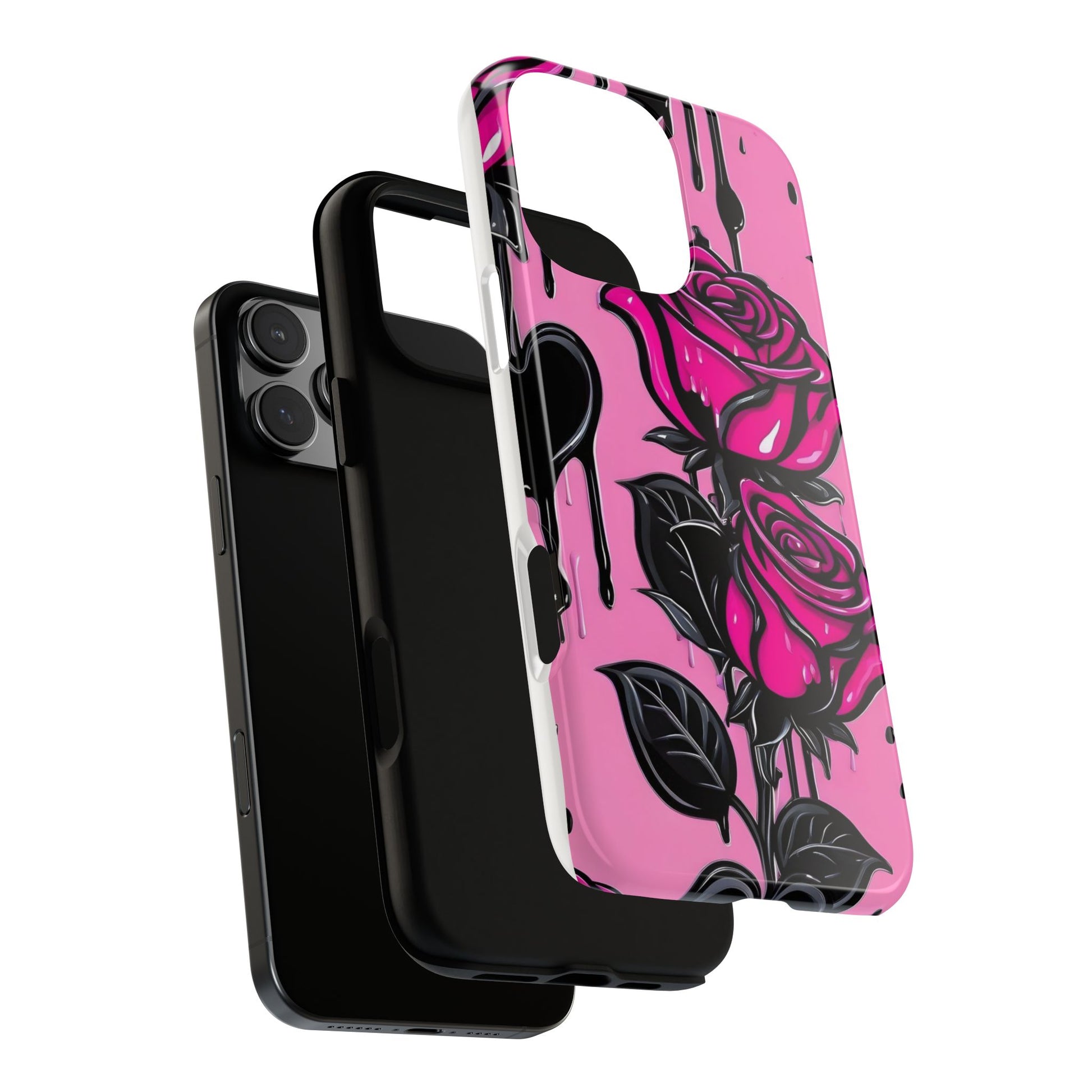 Pink Rose Tough Girly Cases for iPhones, Samsung, and Pixel