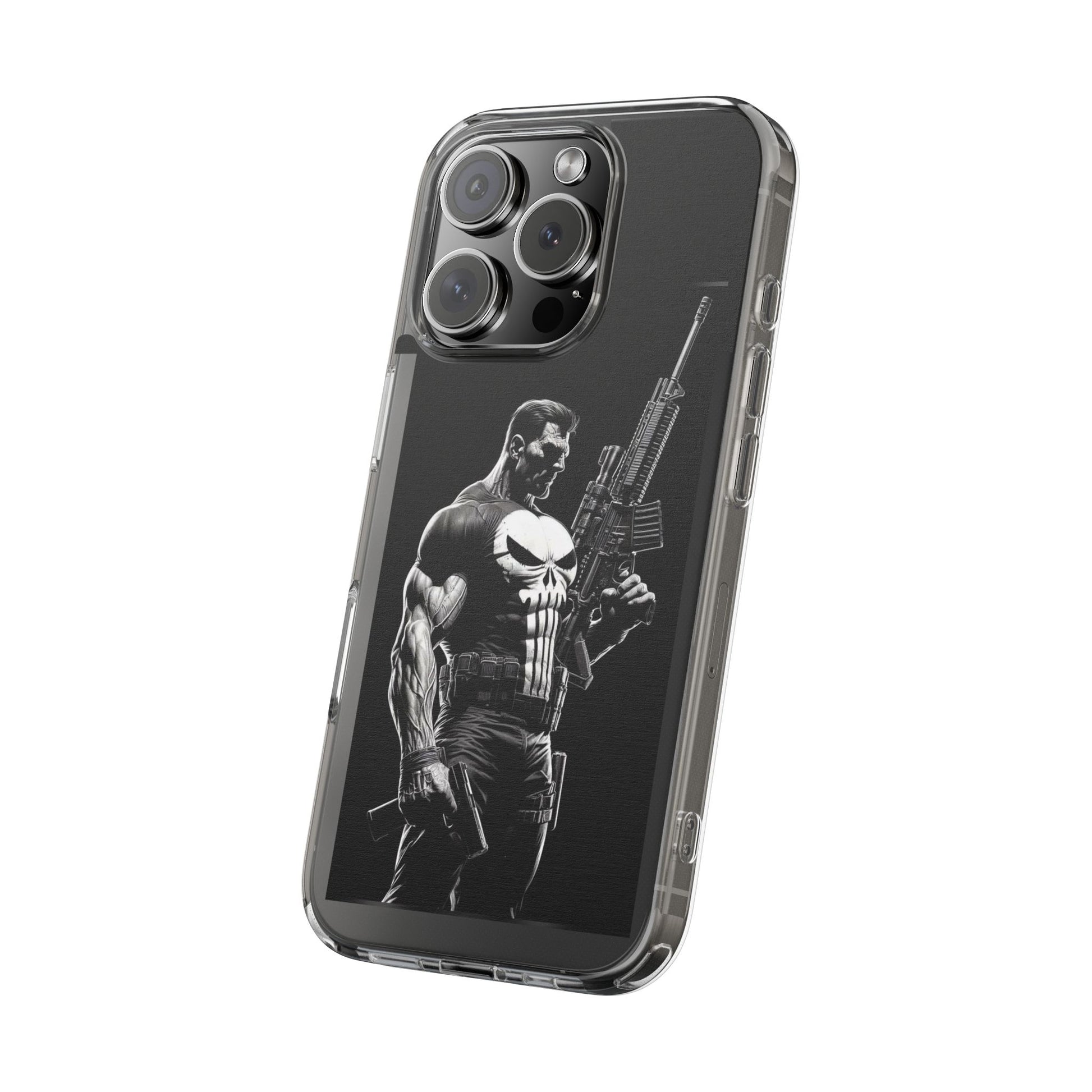 Phone Case, Comic book Inspired Design Punisher, Clear Phone Cover, Funny