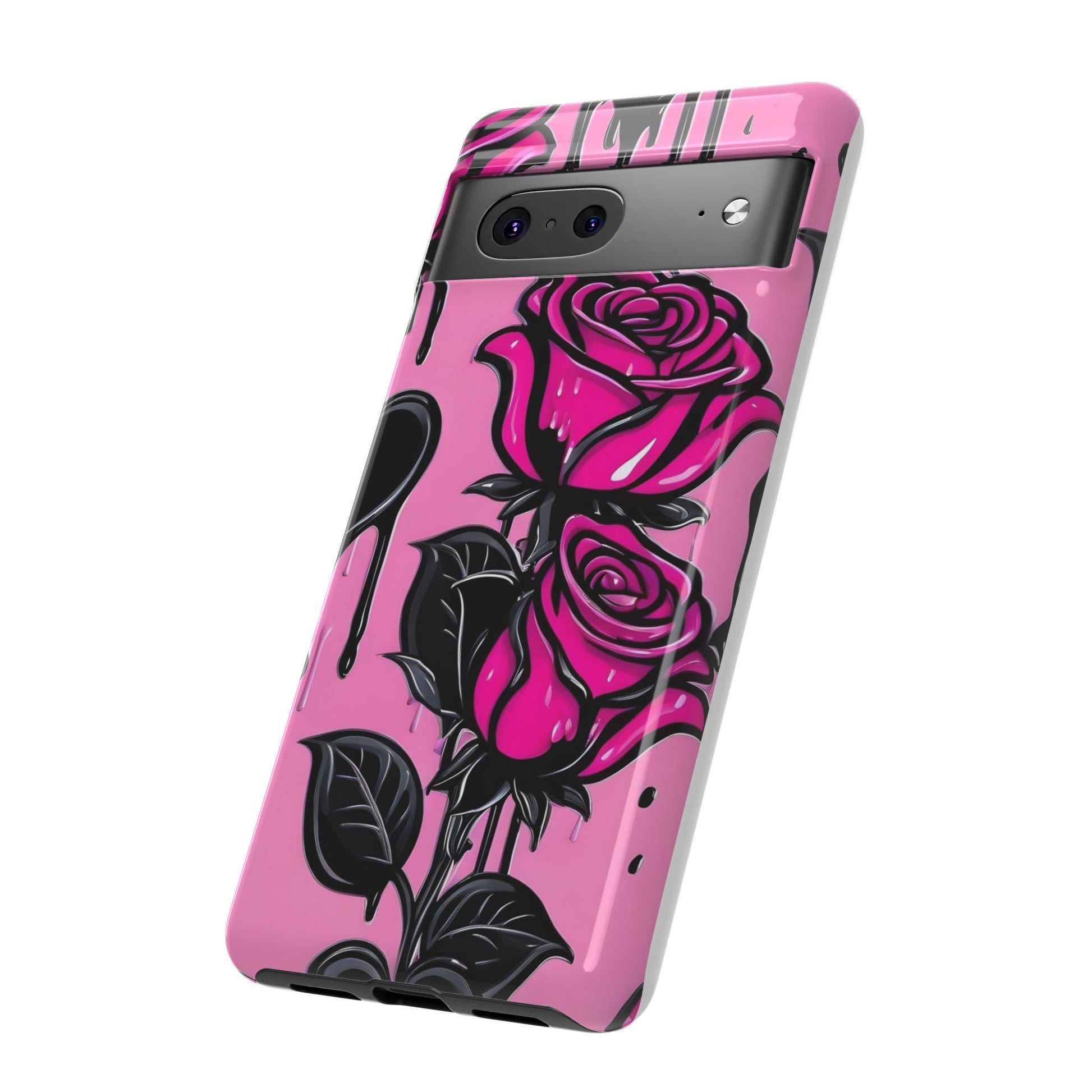 Pink Rose Tough Girly Cases for iPhones, Samsung, and Pixel