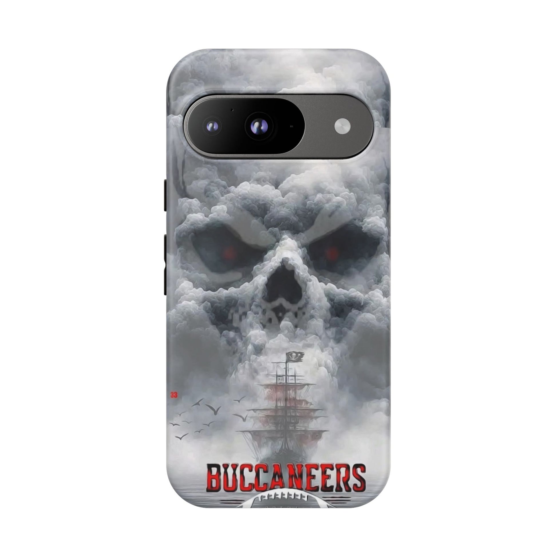 Skull Pirate Ship Football Buccaneers Tough Cases for iPhones, Samsung, and Pixel