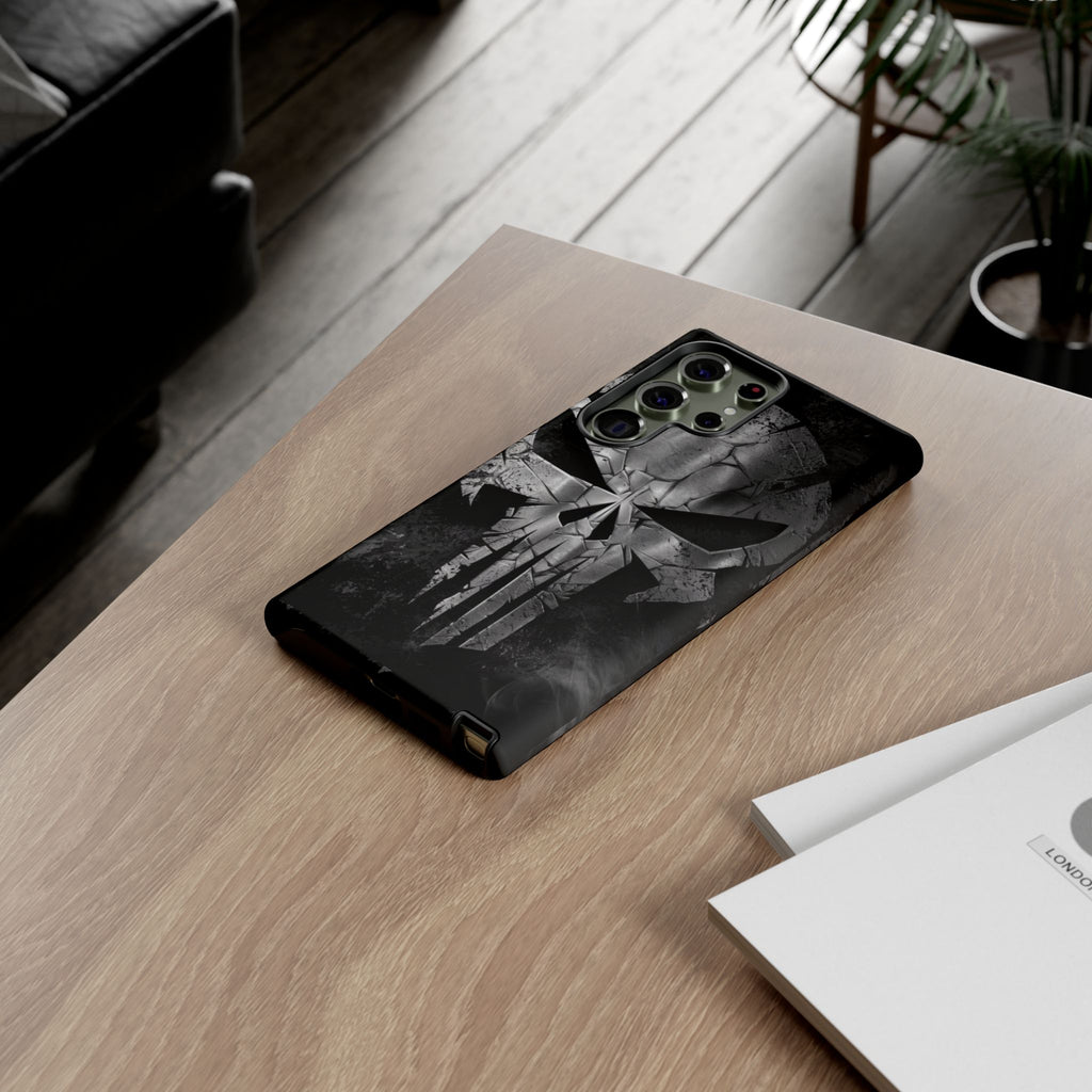 The Punisher Logo Art Tough Cases for iPhones, Samsung, and Pixel