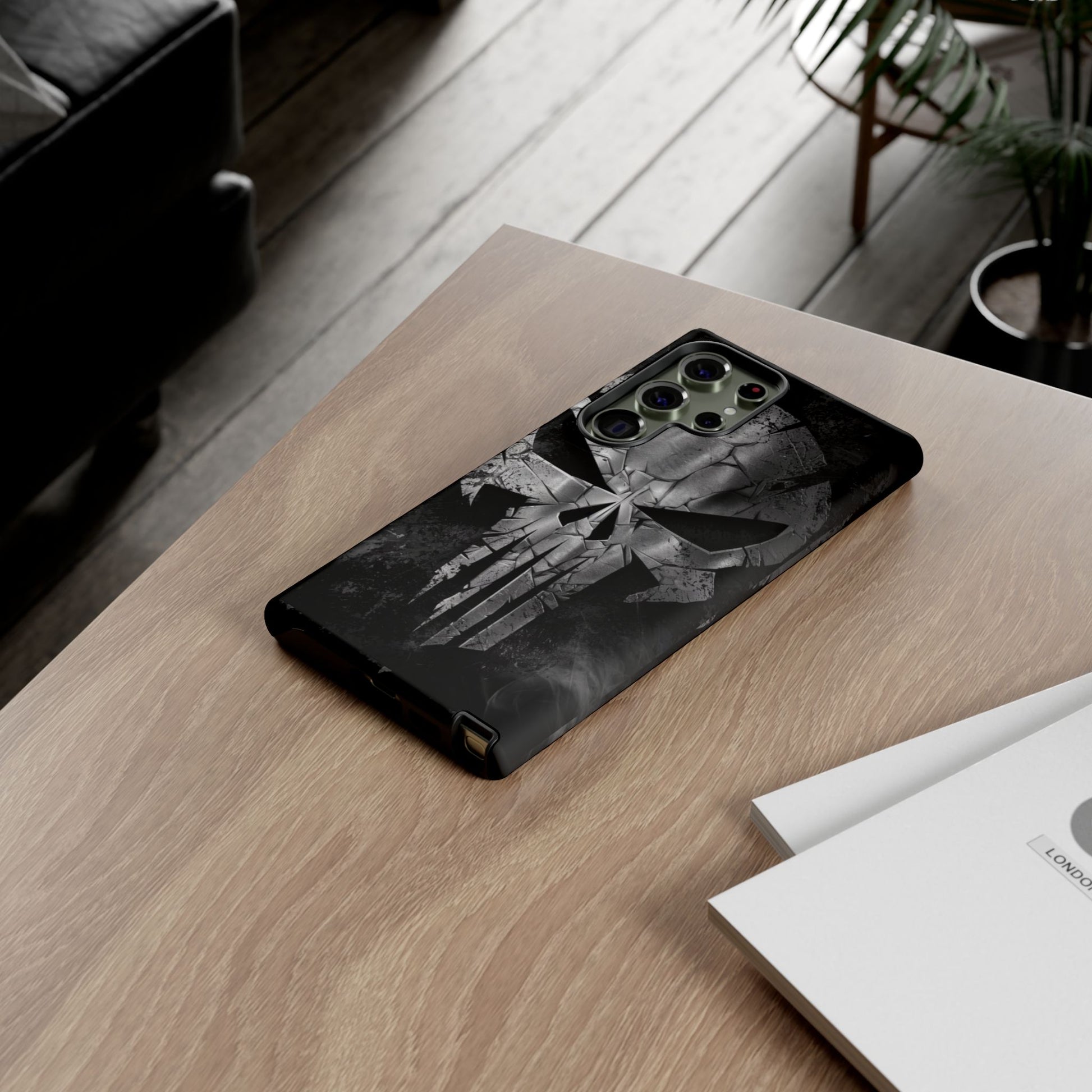 The Punisher Logo Art Tough Cases for iPhones, Samsung, and Pixel