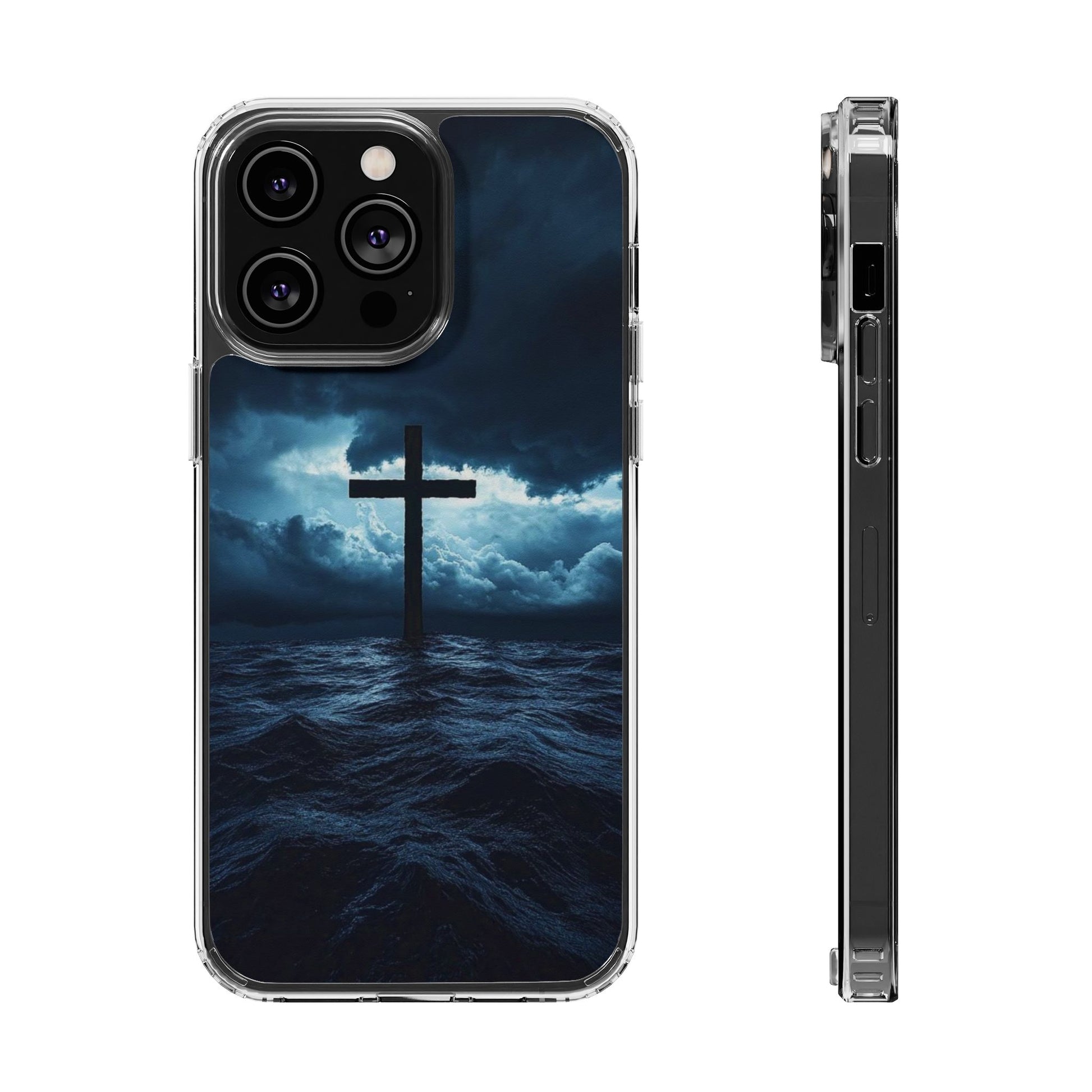 Christian Cross Storm Clear Case - Religious iPhone Samsung Cover, Faith Phone