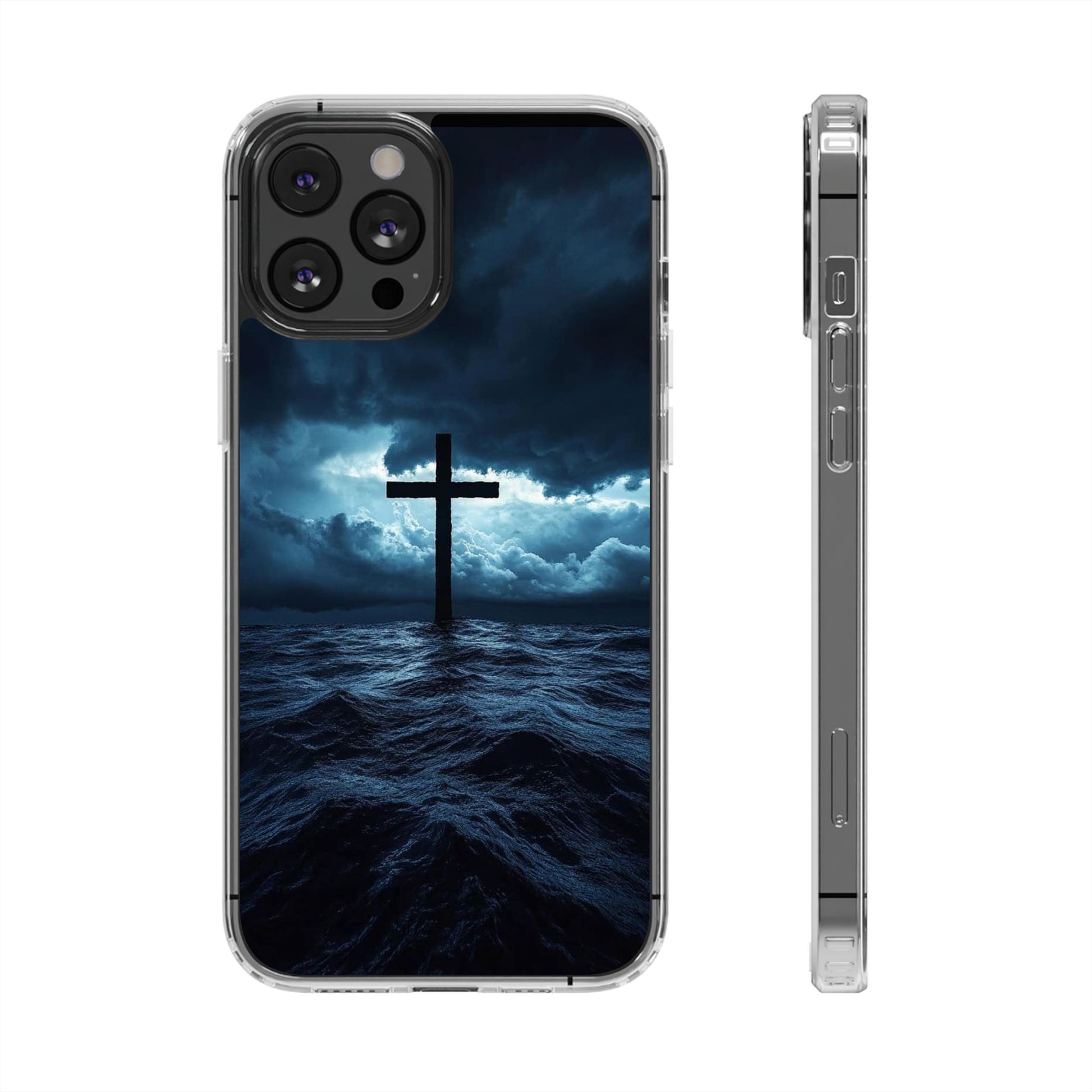 Christian Cross Storm Clear Case - Religious iPhone Samsung Cover, Faith Phone