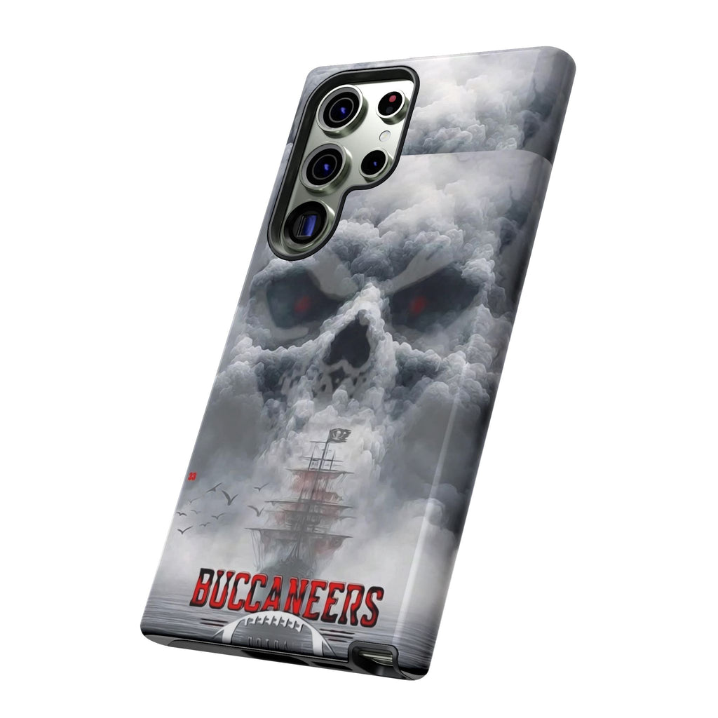 Skull Pirate Ship Football Buccaneers Tough Cases for iPhones, Samsung, and Pixel