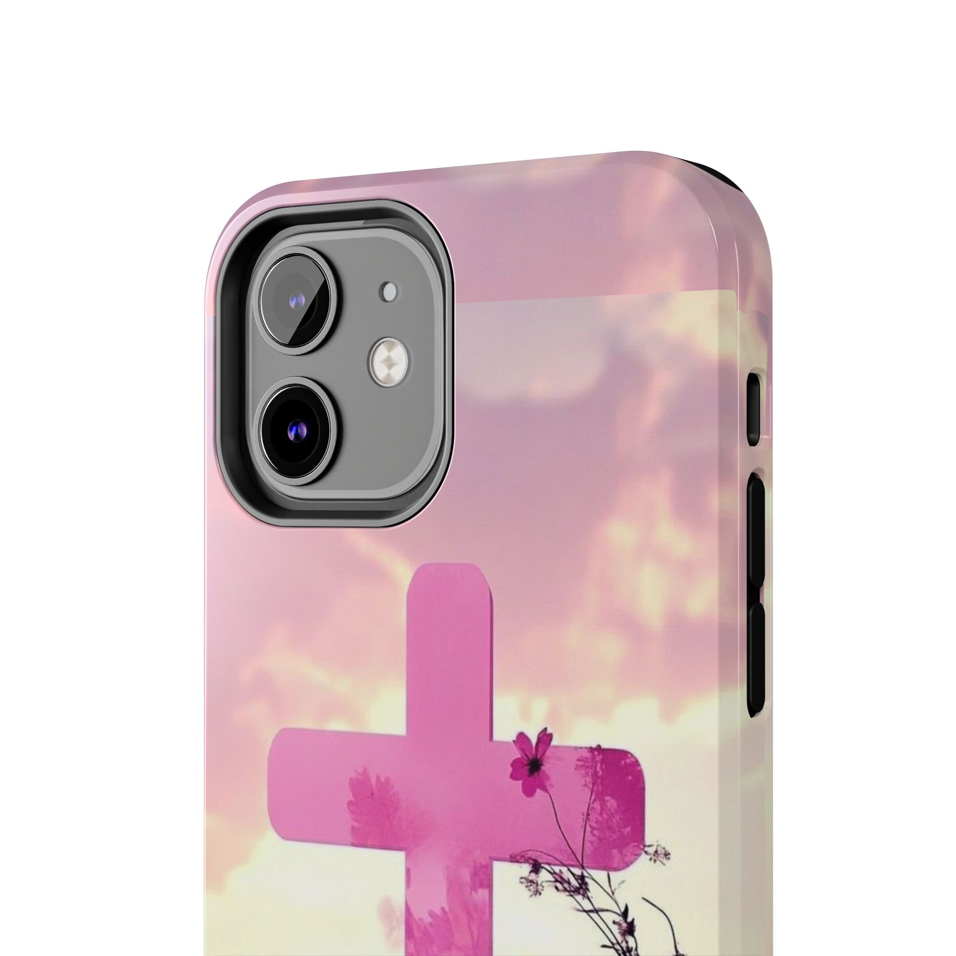 Pink Cross in Field Christian Theme Phone Cases for iPhones & Samsung Phones