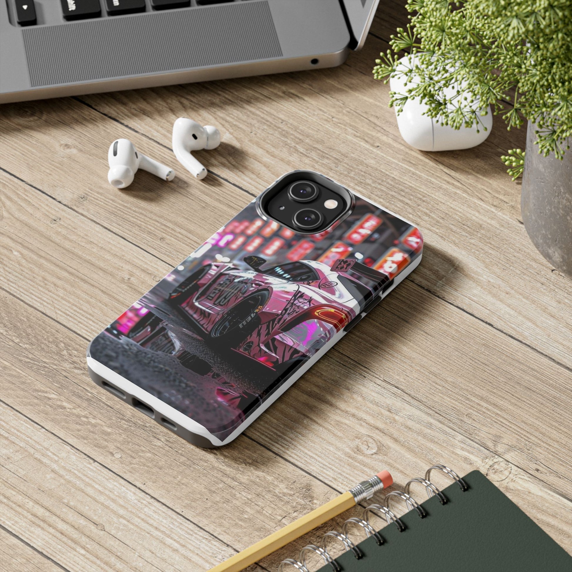 Pink Sports Car Tough Phone Cases for Iphones & Samsung Phones Durable
