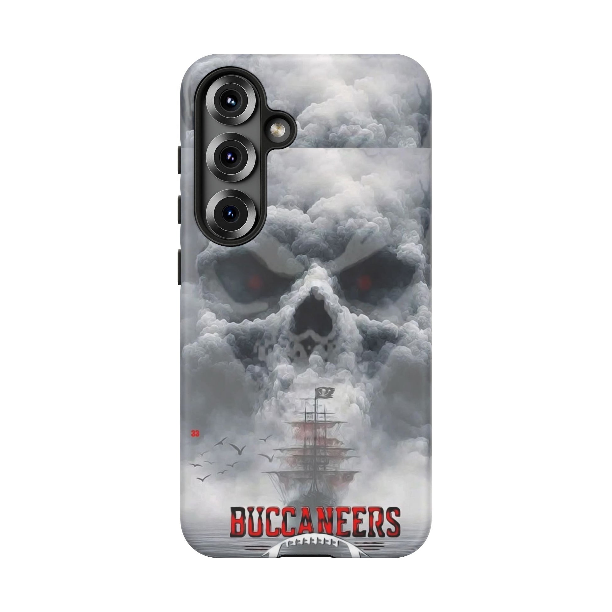 Skull Pirate Ship Football Buccaneers Tough Cases for iPhones, Samsung, and Pixel