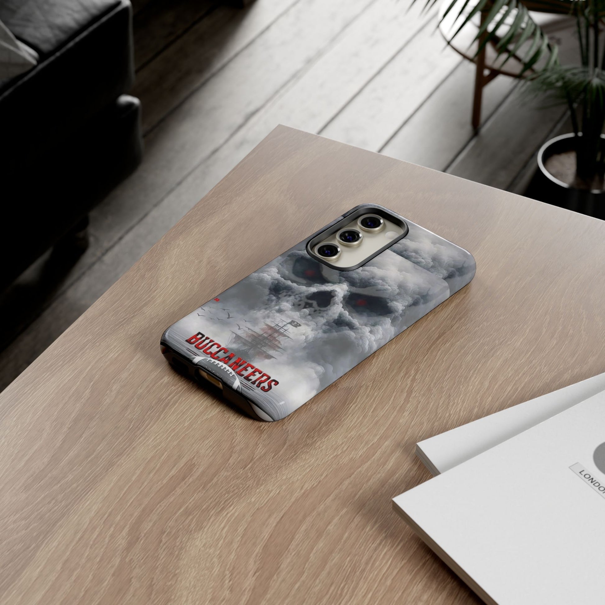 Skull Pirate Ship Football Buccaneers Tough Cases for iPhones, Samsung, and Pixel
