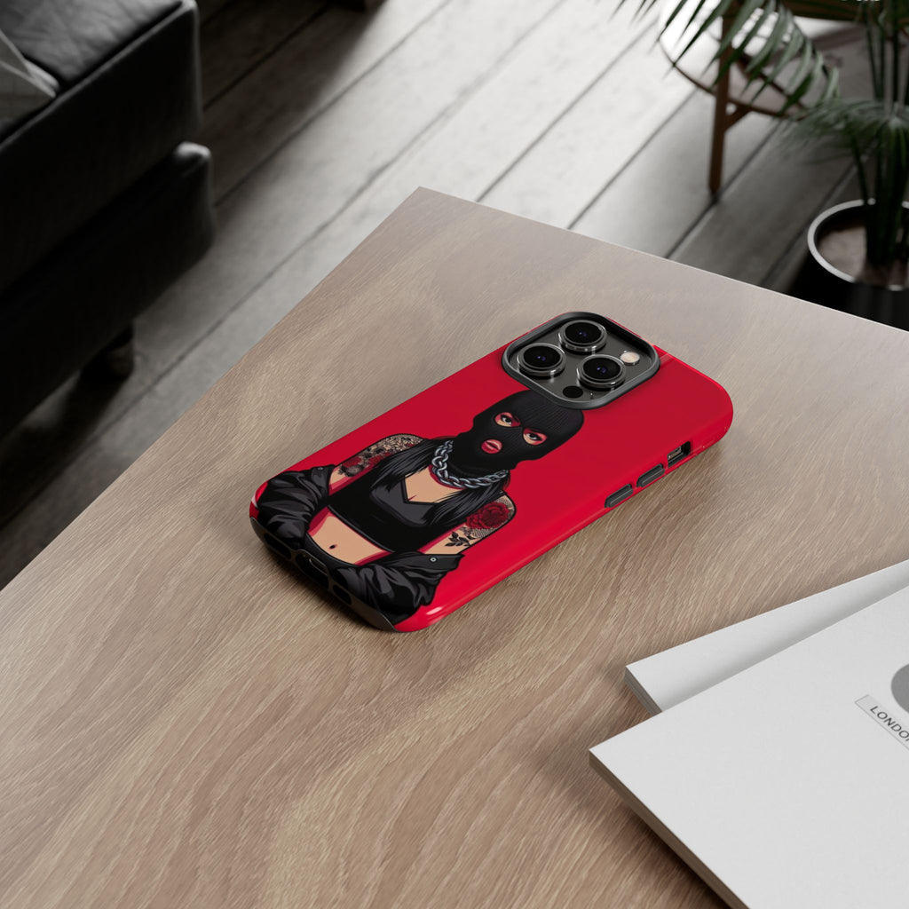 Thug Girl Red Design Tough Cases for iPhones, Samsung, and Pixel
