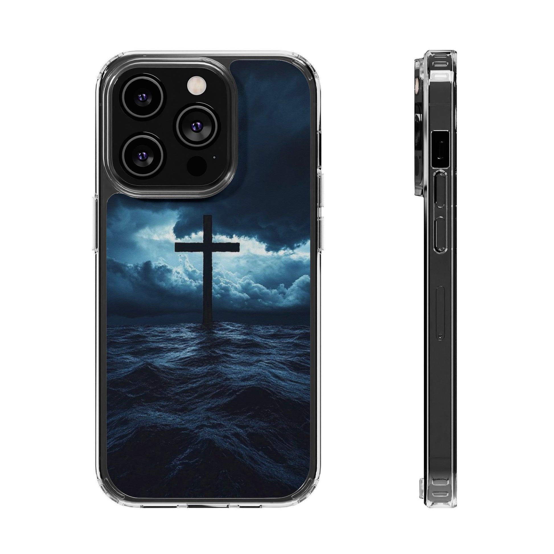 Christian Cross Storm Clear Case - Religious iPhone Samsung Cover, Faith Phone
