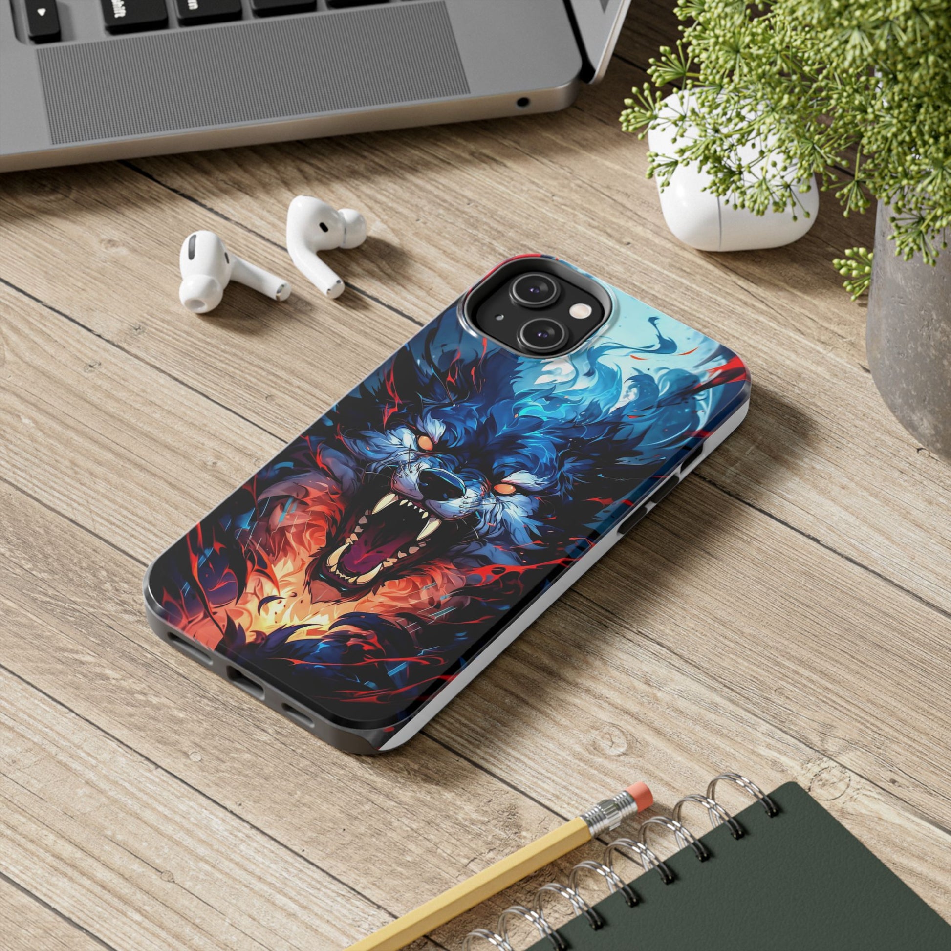 Aggressive Wolf Art Themed Tough Phone Cases for Iphones & Samsung Phones
