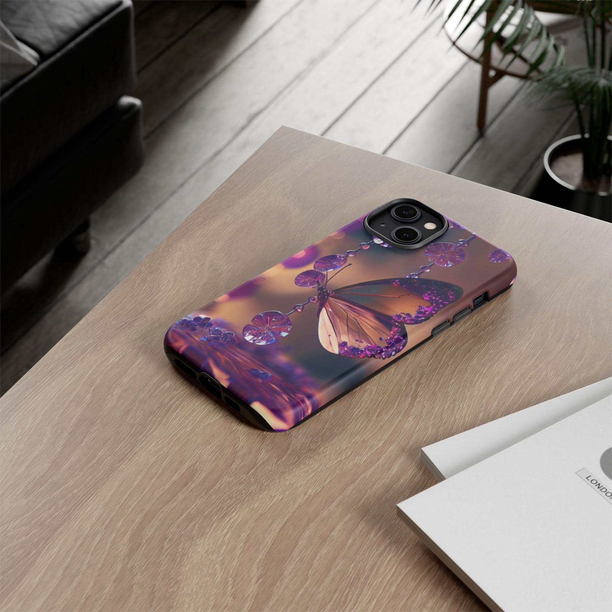 Purple Butterfly Tough Cases for iPhones, Samsung, and Pixel