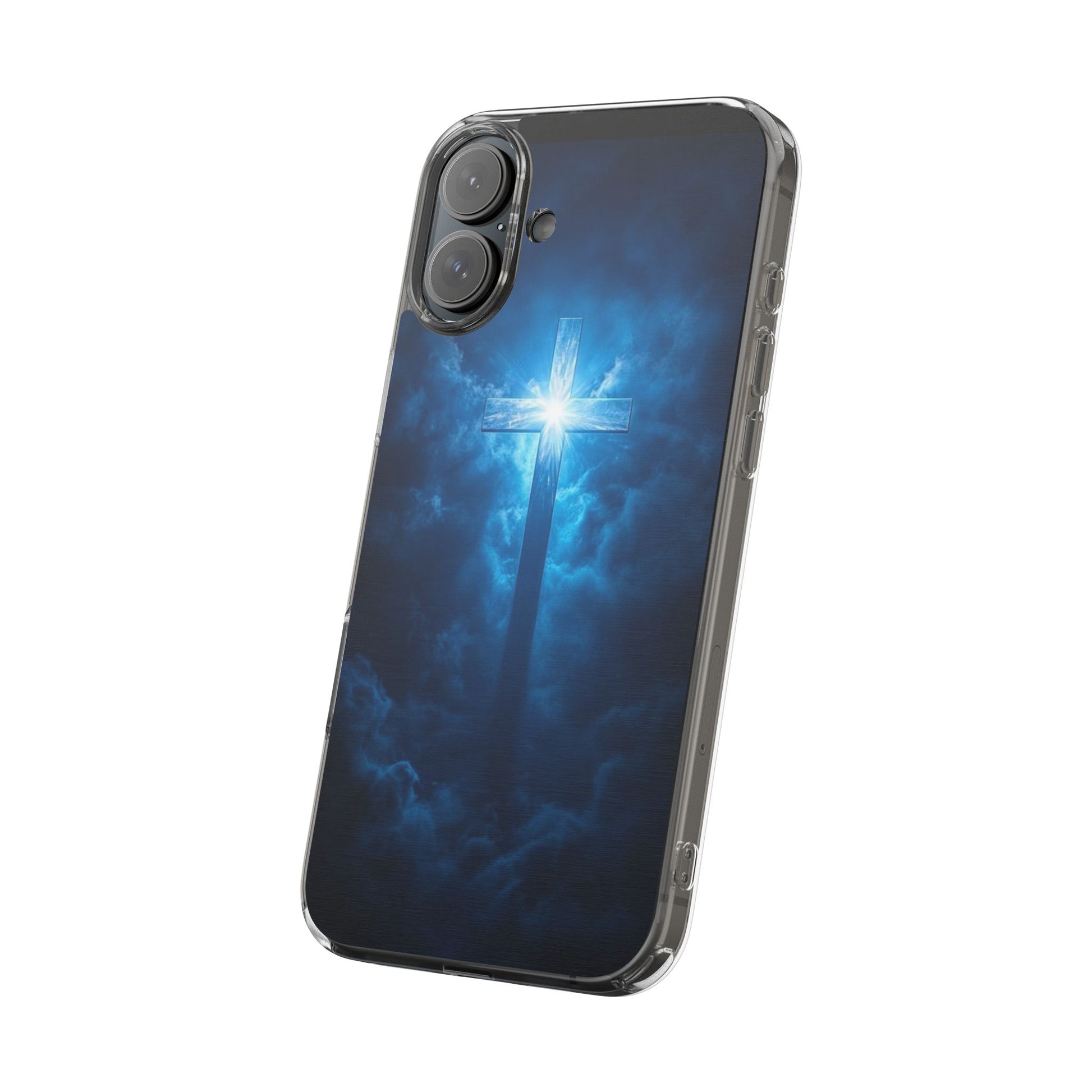 Religious Phone Case, Christian Cross in Clouds Art, Phone Accessories, Samsung