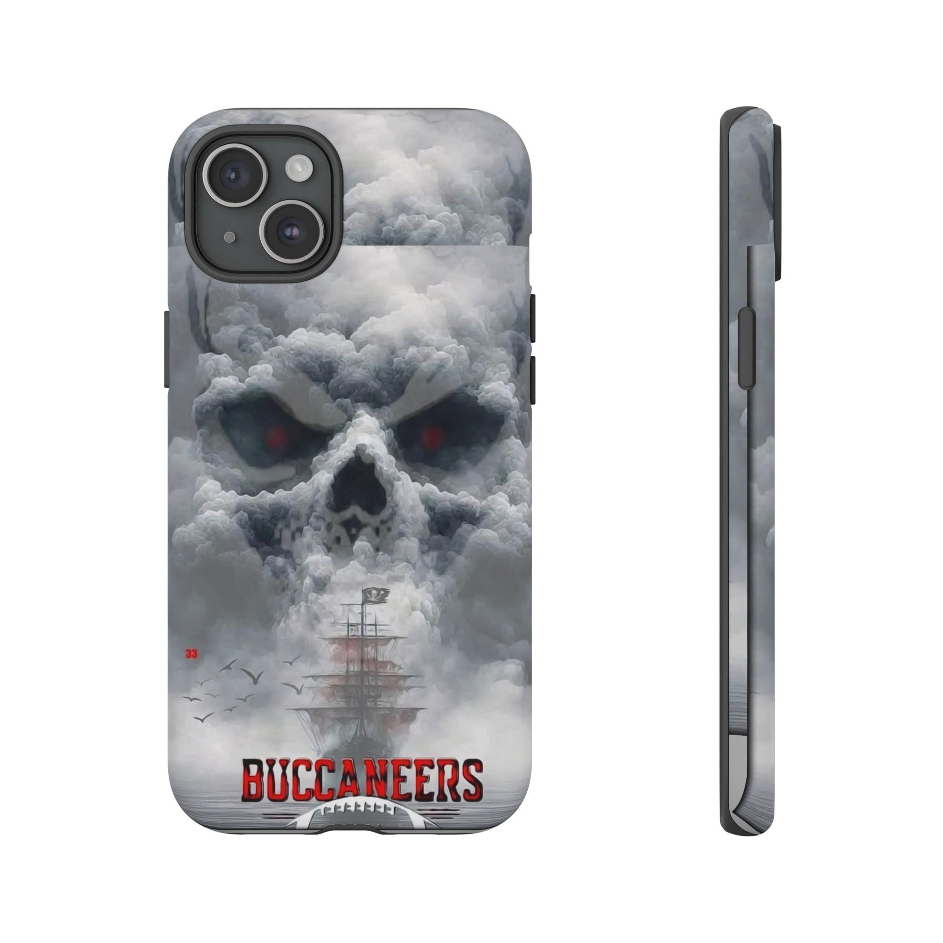 Skull Pirate Ship Football Buccaneers Tough Cases for iPhones, Samsung, and Pixel