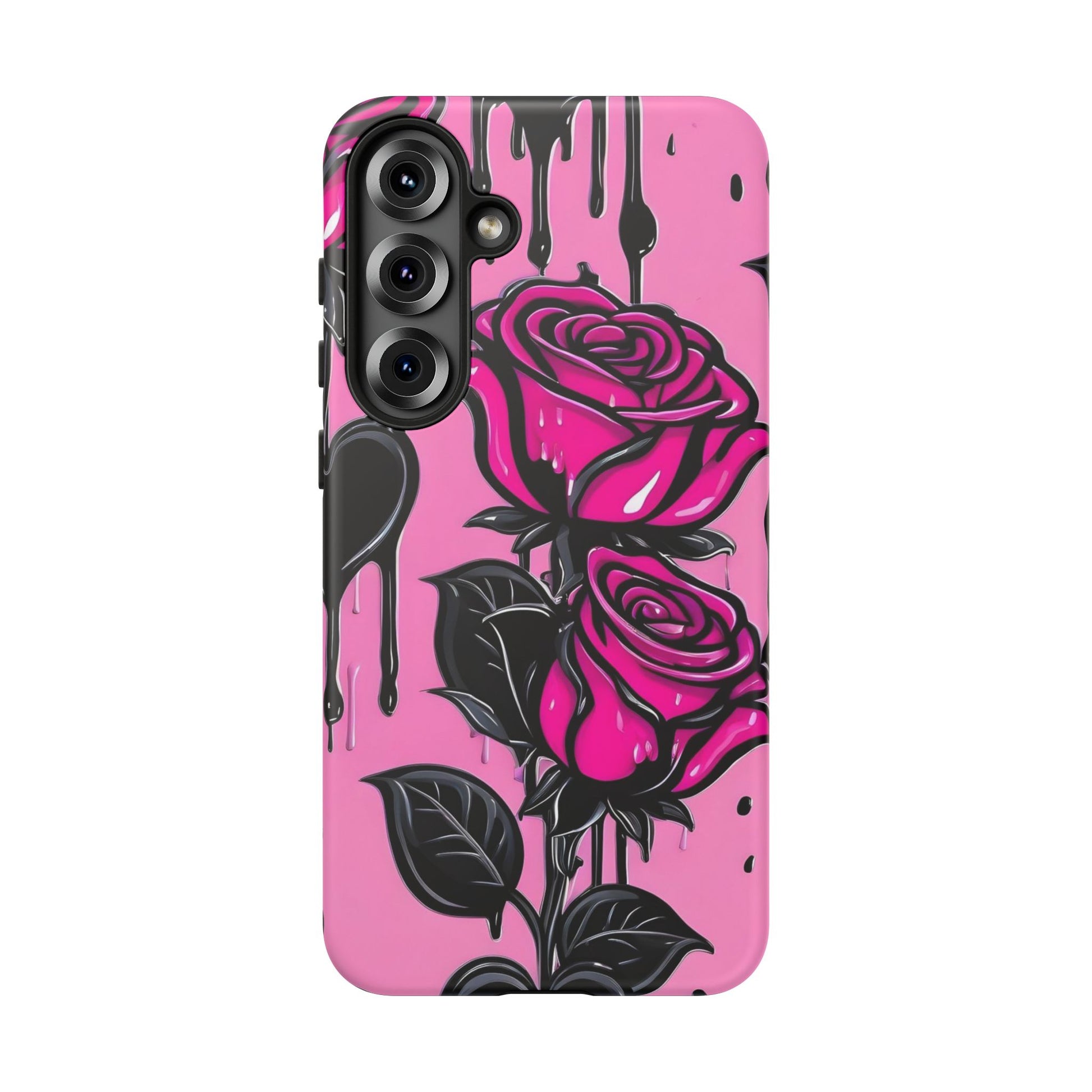 Pink Rose Tough Girly Cases for iPhones, Samsung, and Pixel