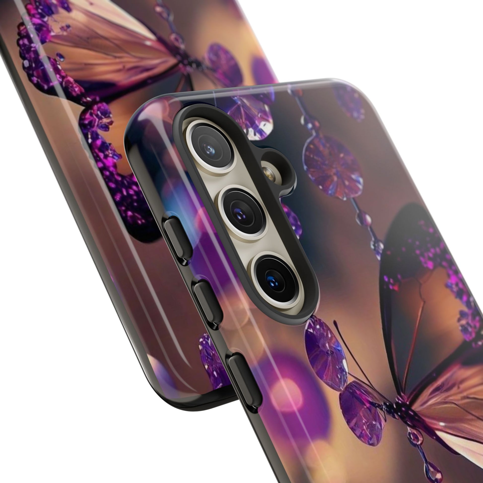 Purple Butterfly Tough Cases for iPhones, Samsung, and Pixel