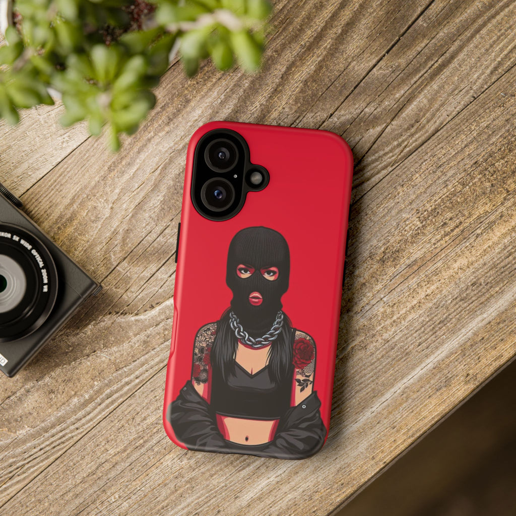Thug Girl Red Design Tough Cases for iPhones, Samsung, and Pixel