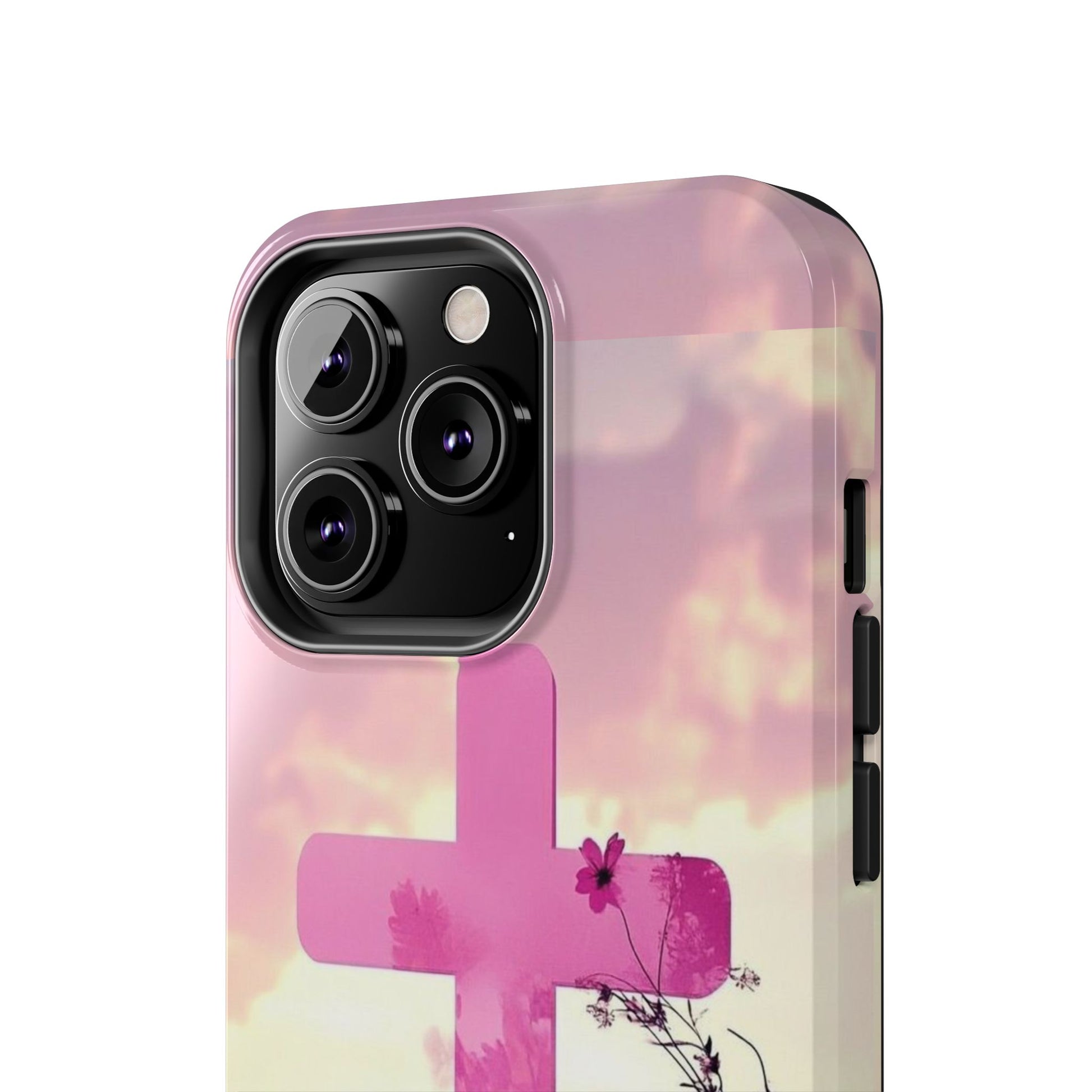 Pink Cross in Field Christian Theme Phone Cases for iPhones & Samsung Phones