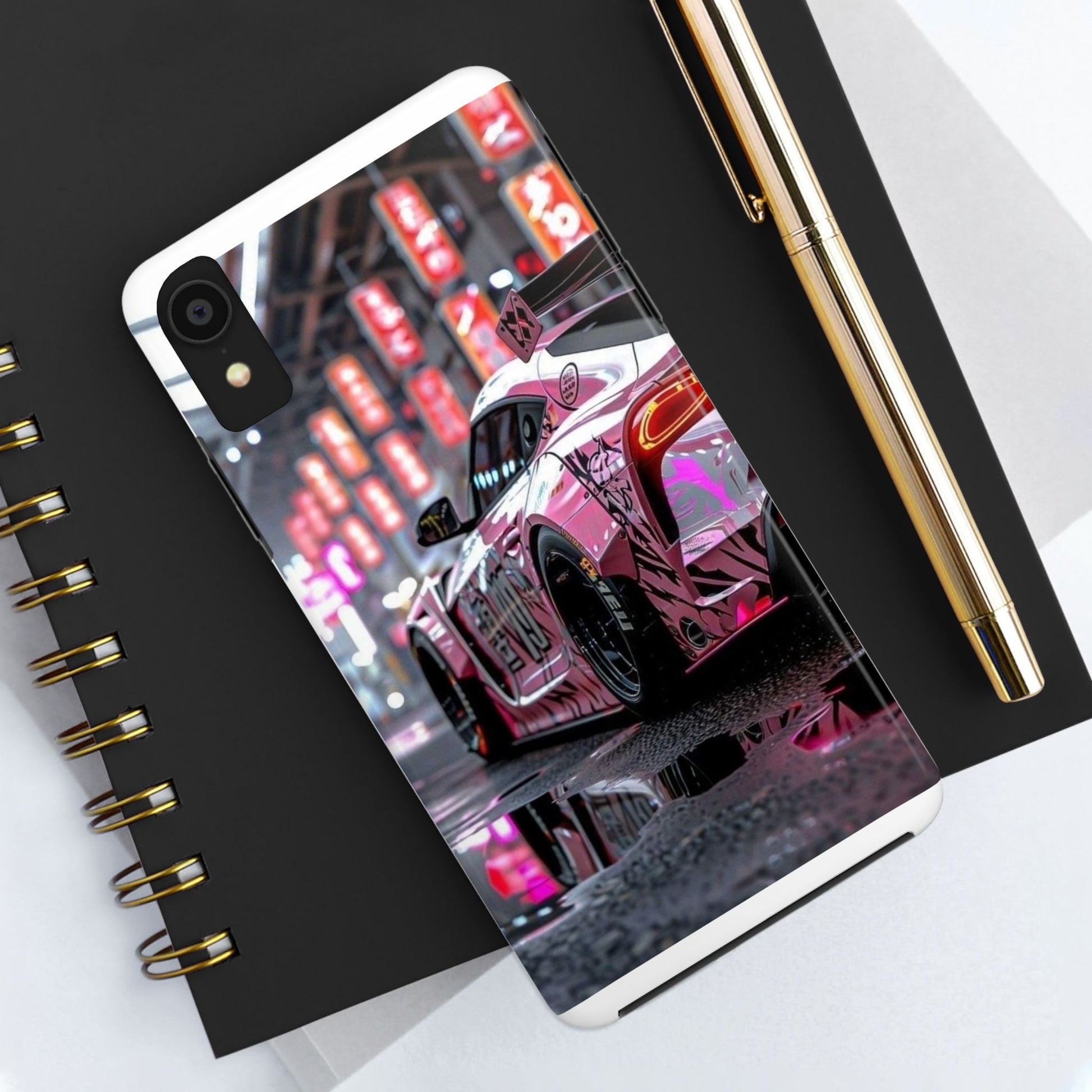 Pink Sports Car Tough Phone Cases for Iphones & Samsung Phones Durable